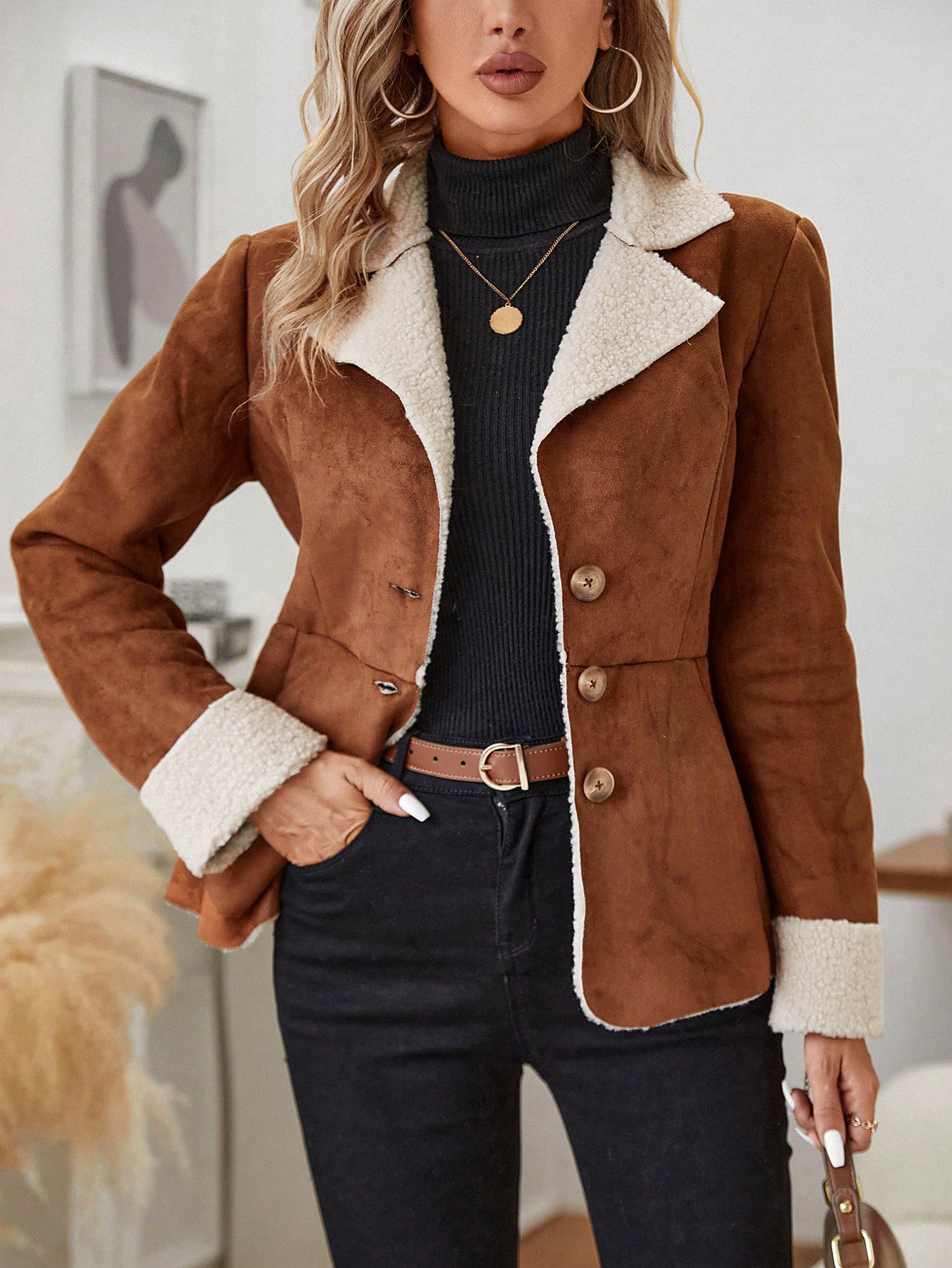 Teddy Lined Single Breasted Coat