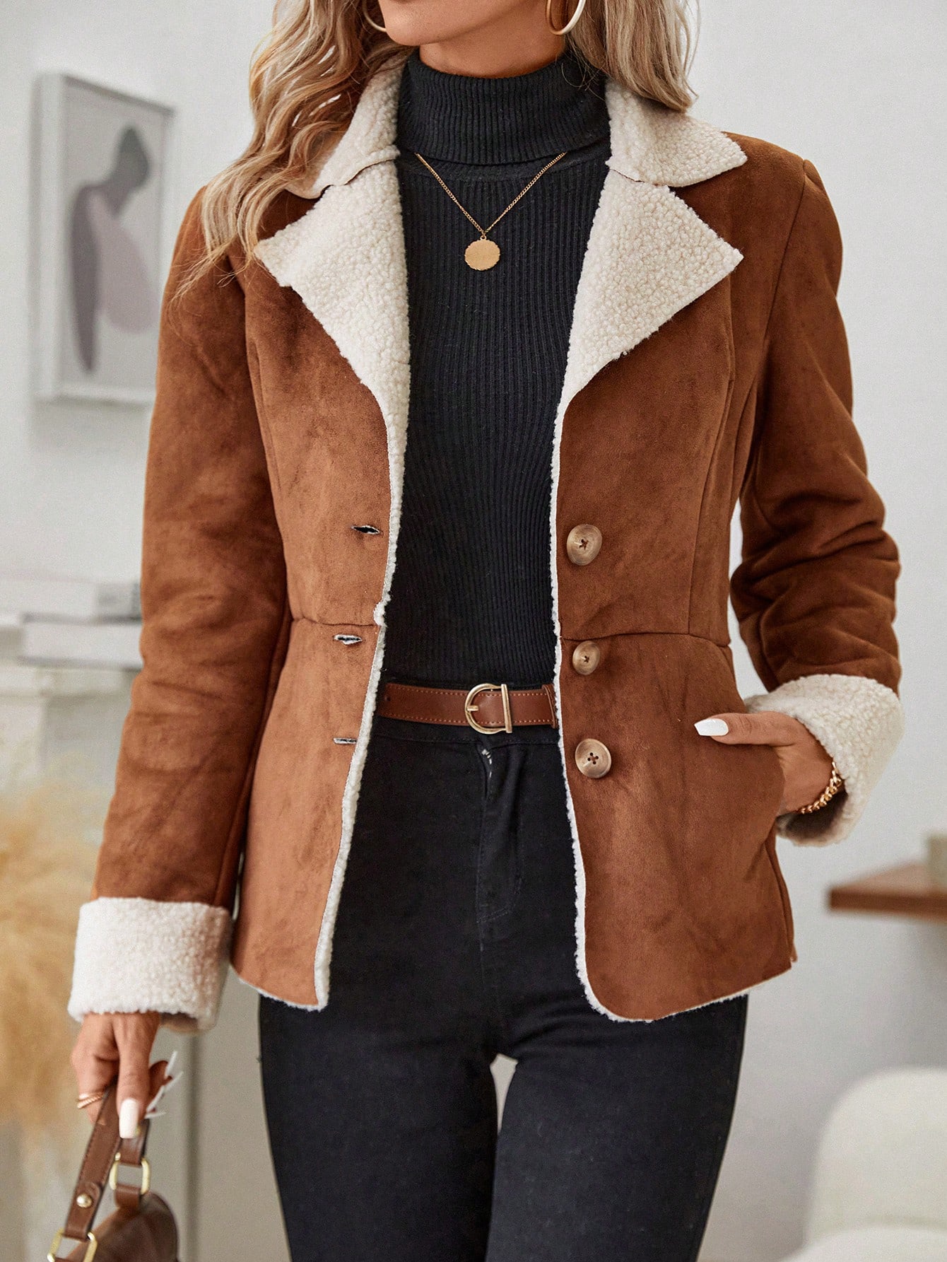 Teddy Lined Single Breasted Coat