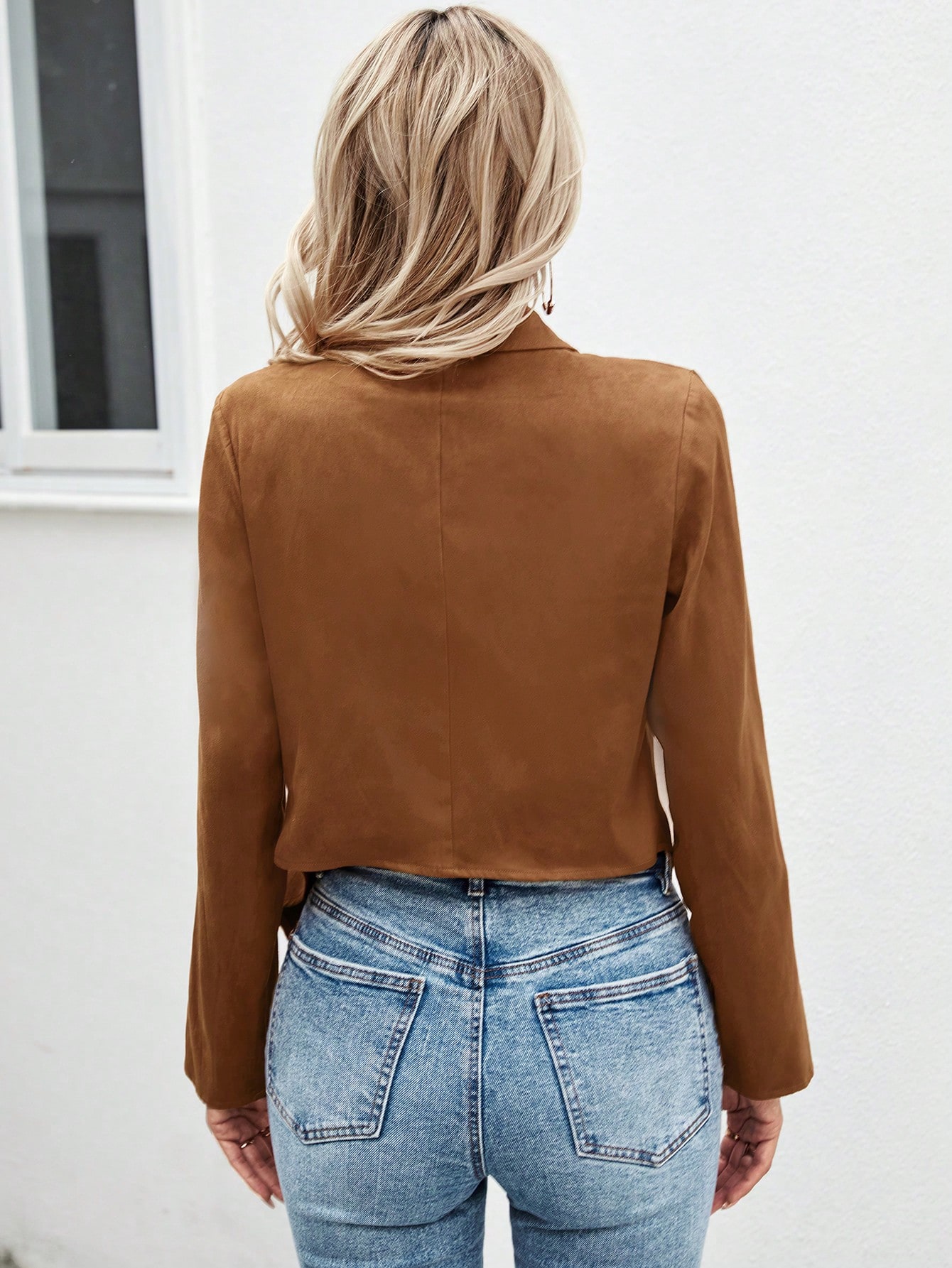 Waterfall Collar Suede Jacket