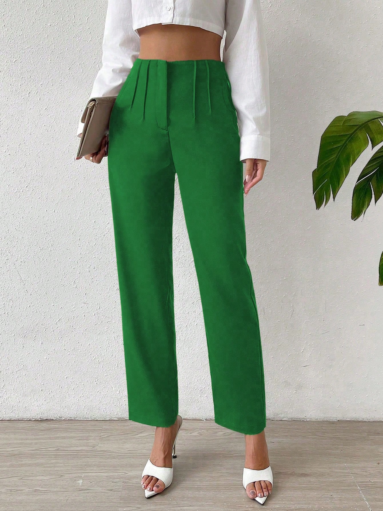 Solid Color High Waist Pants