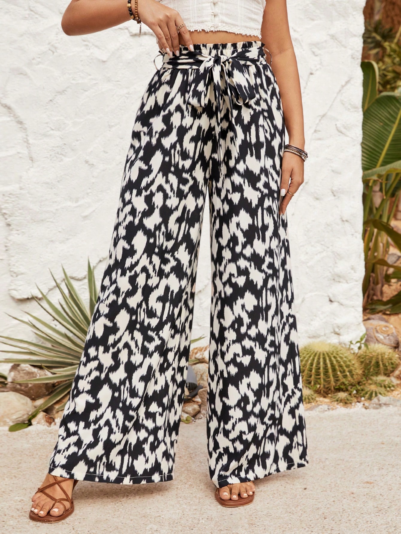 Women's Full Print Wide Leg Pants