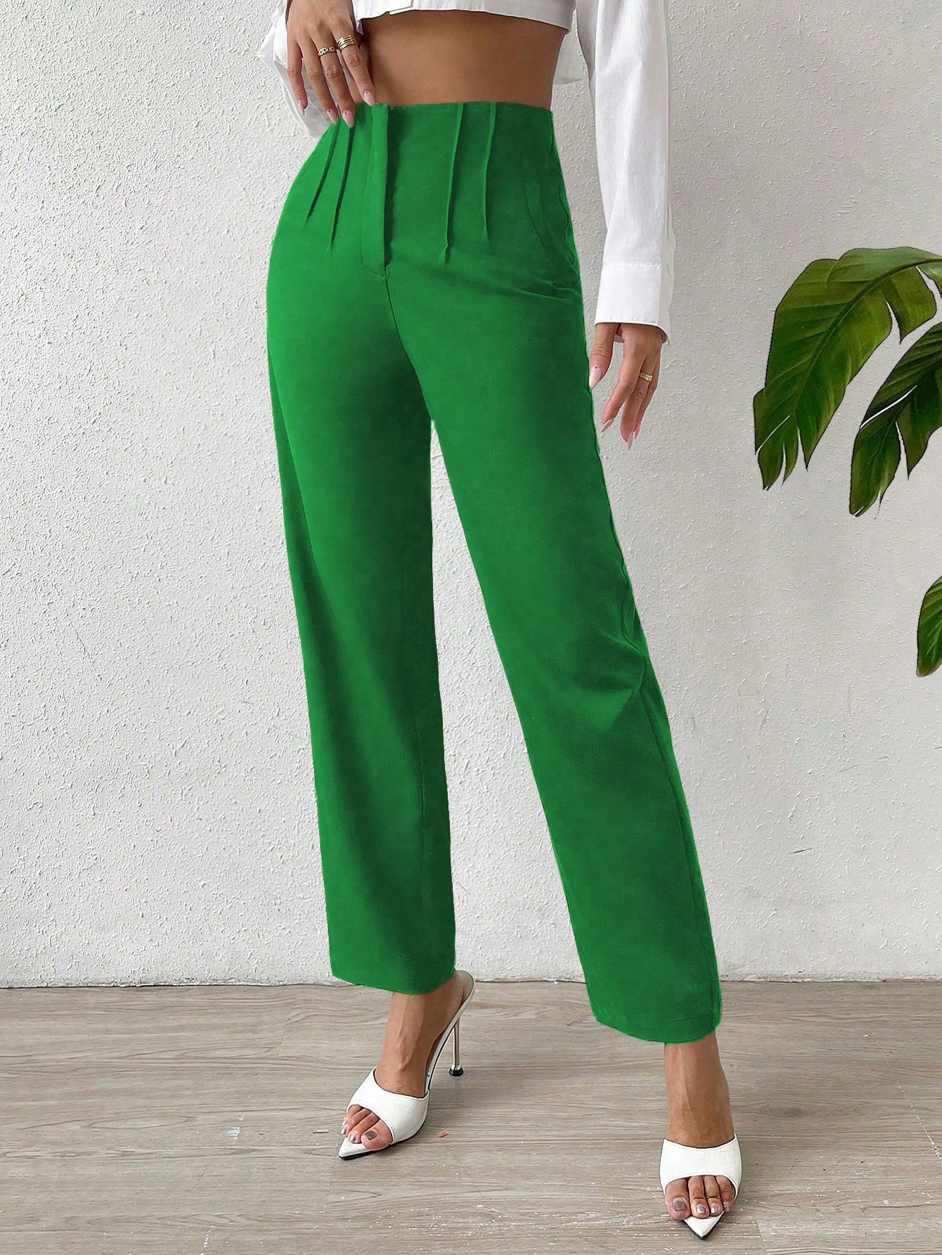 Solid Color High Waist Pants