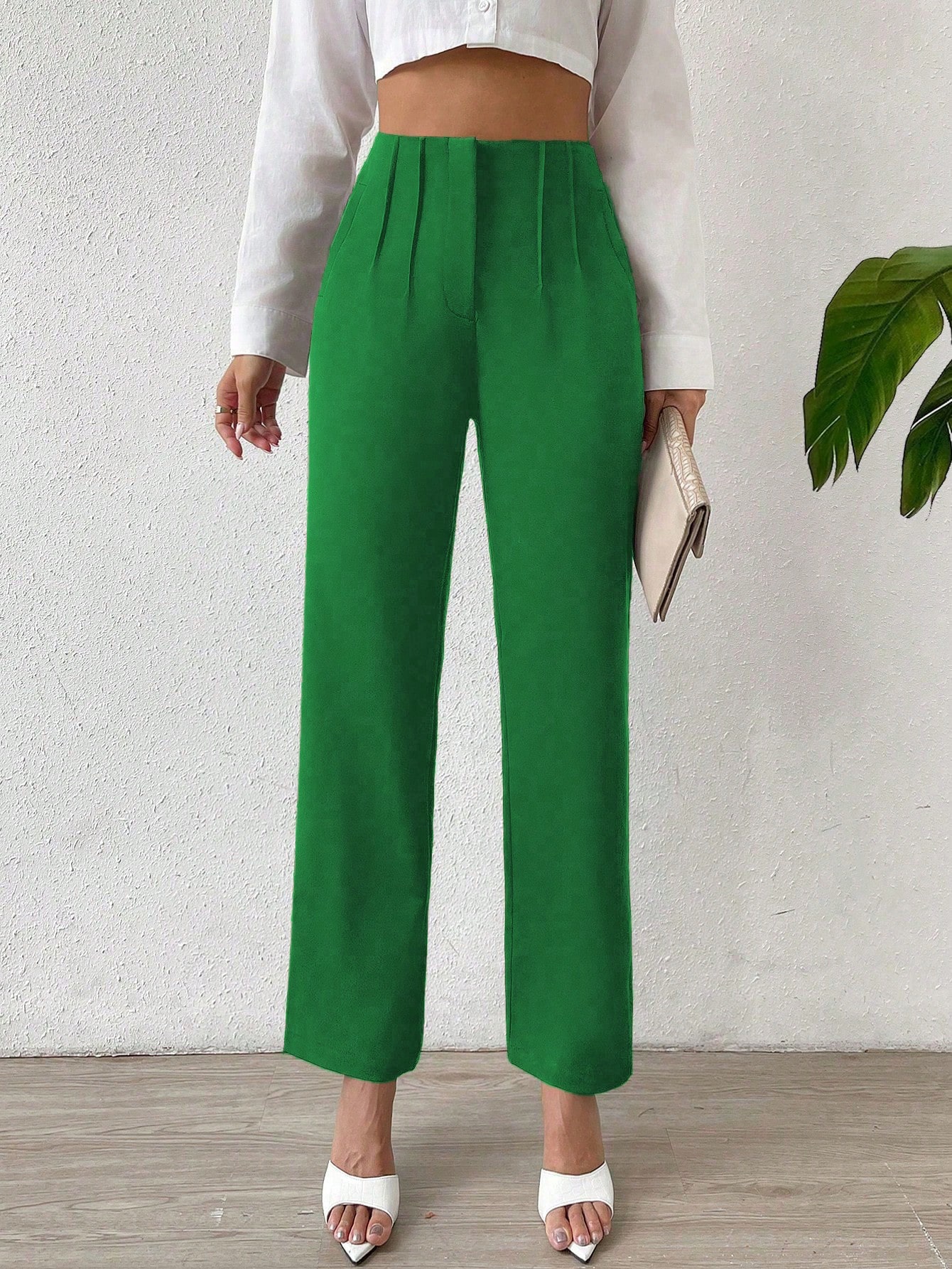 Solid Color High Waist Pants