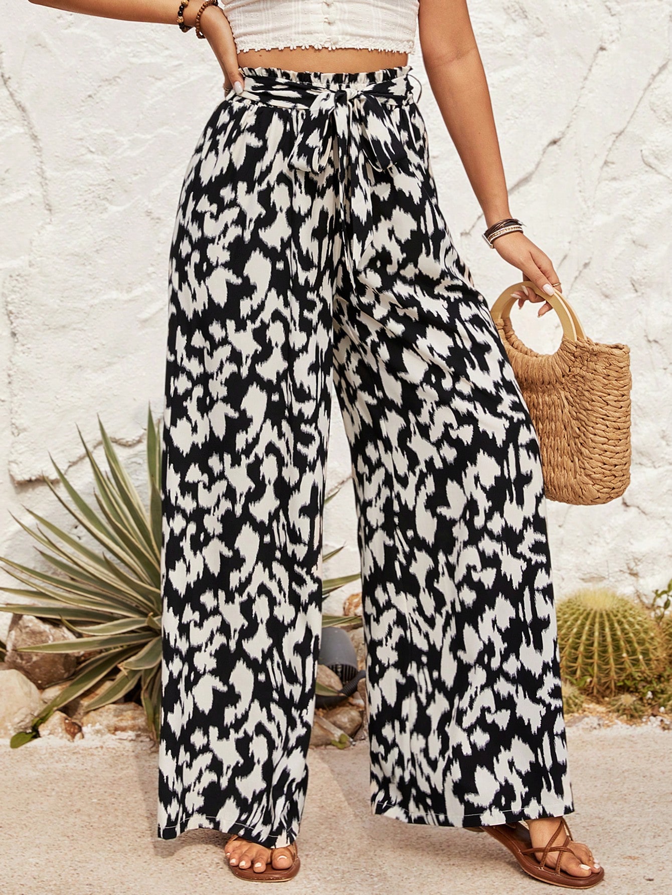 Women's Full Print Wide Leg Pants