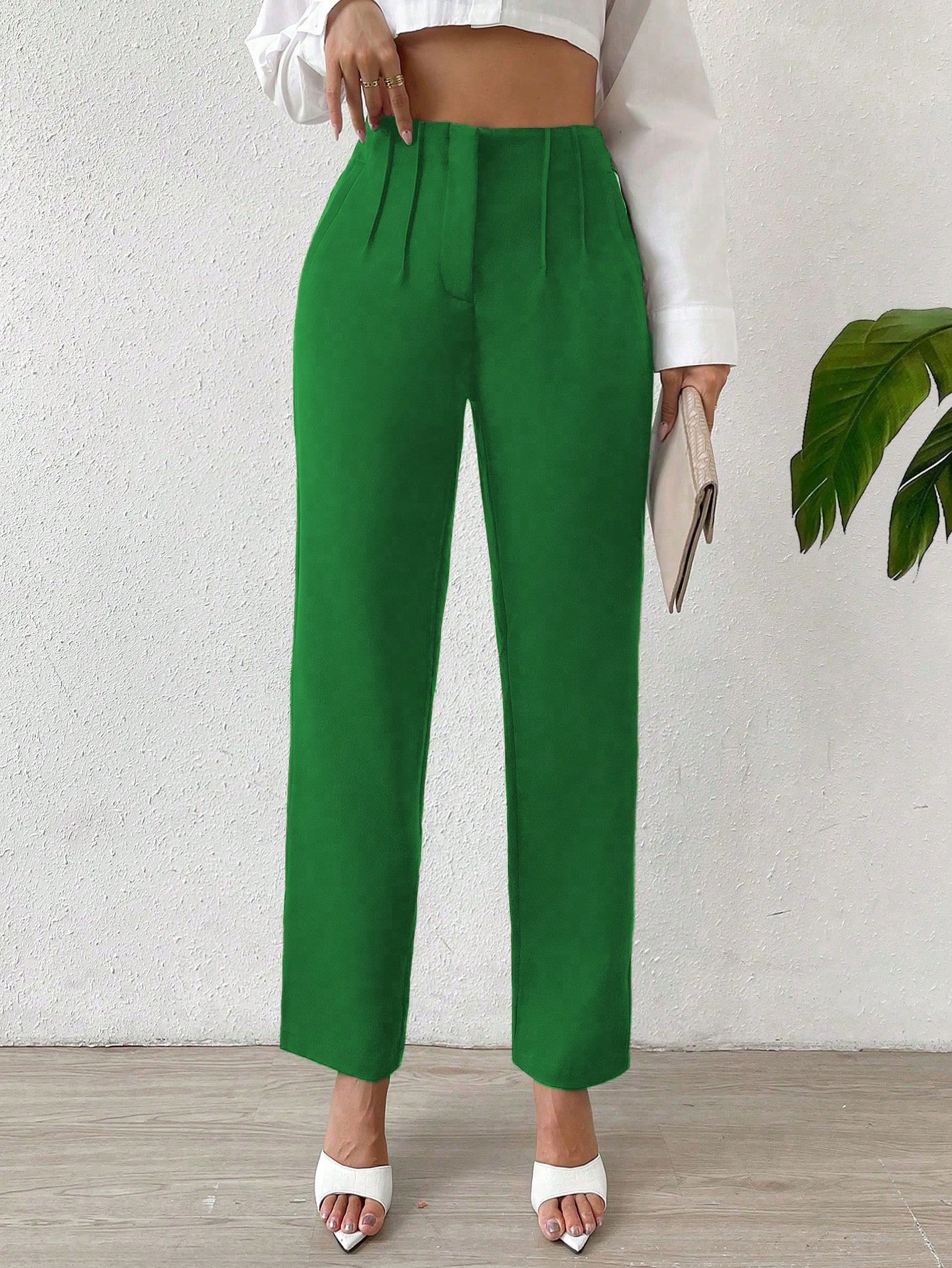 Solid Color High Waist Pants