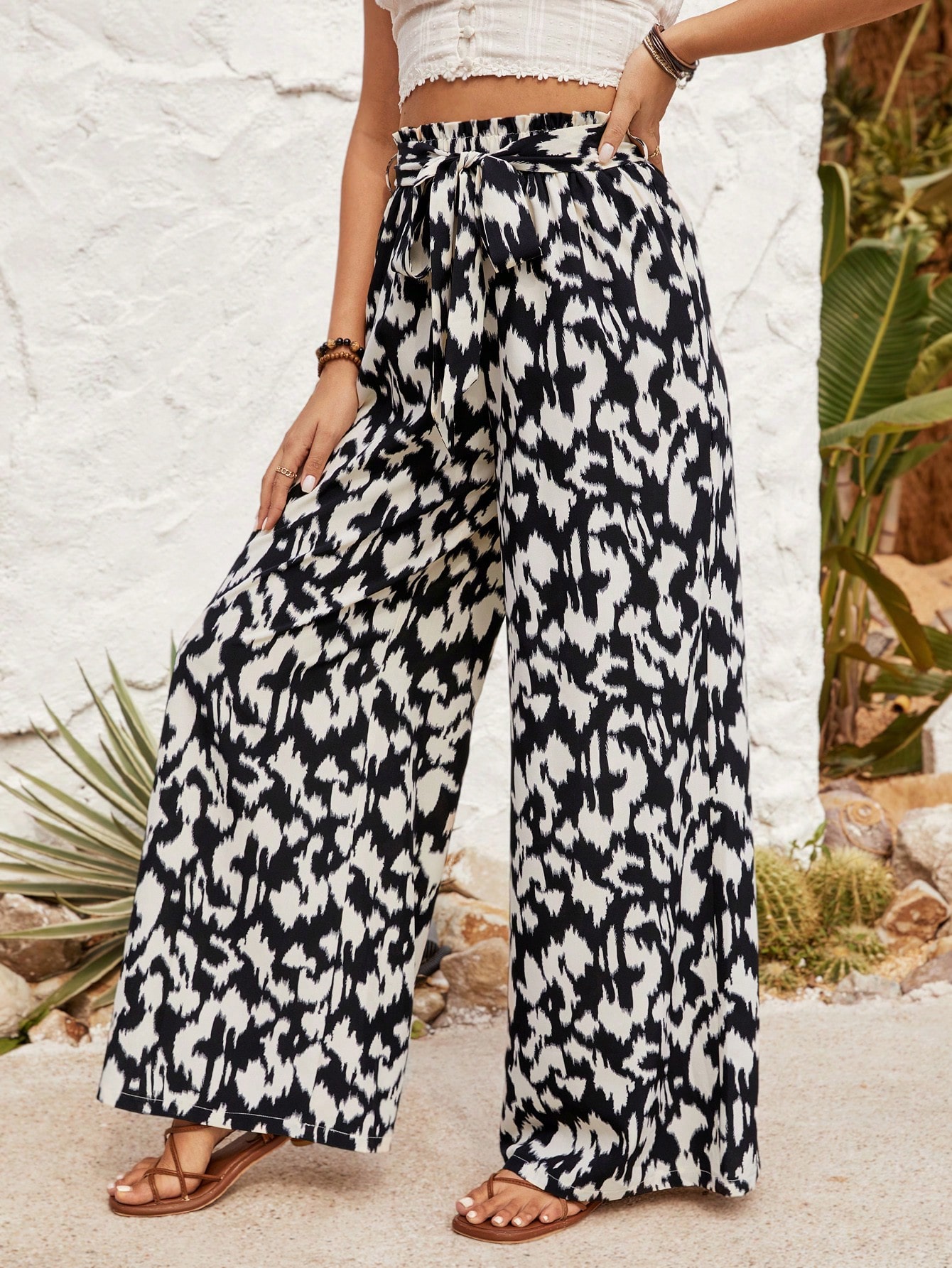 Women's Full Print Wide Leg Pants