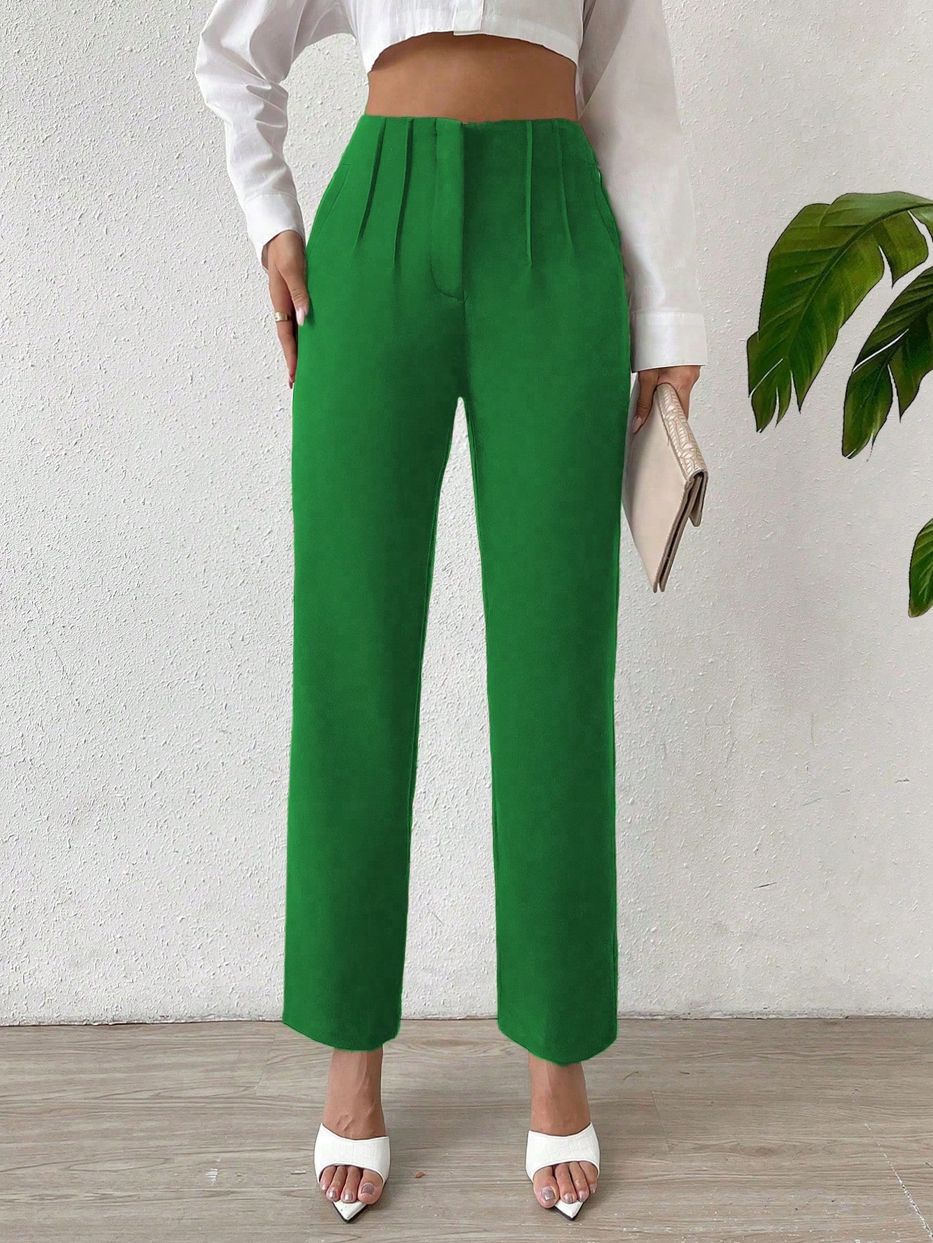 Solid Color High Waist Pants