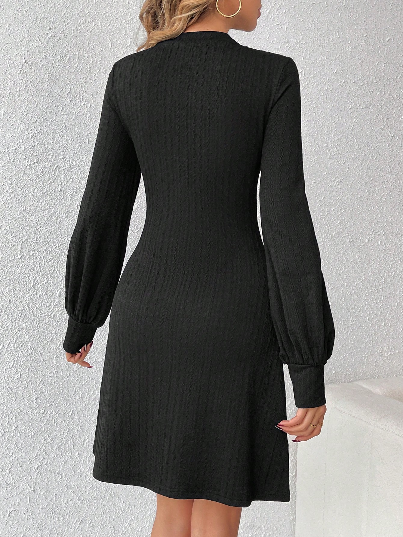 Tall V-neck Lantern Sleeve Dress