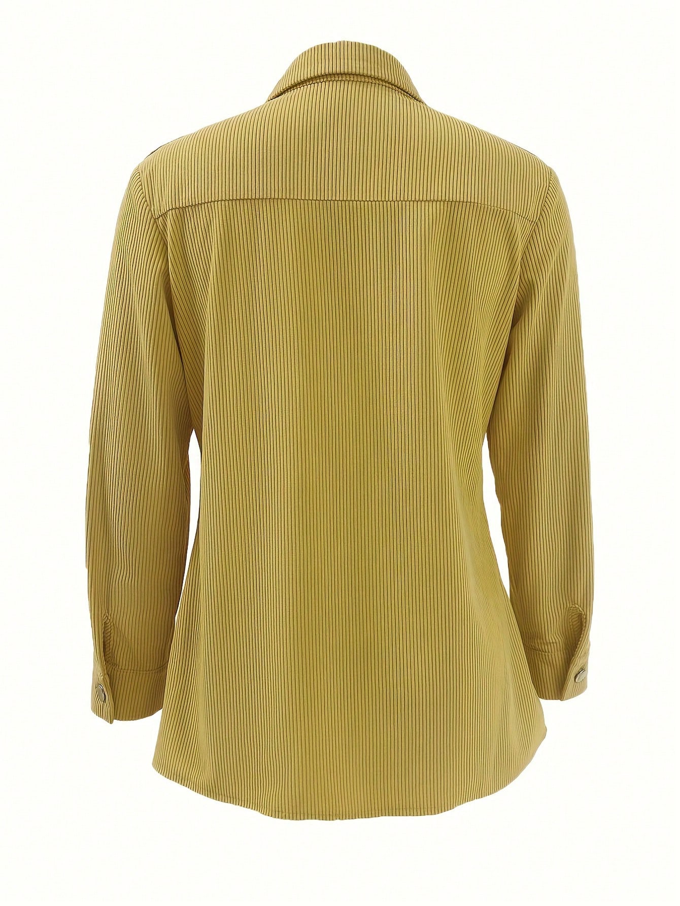 Women's Solid Color Corduroy Flip Pocket Shirt