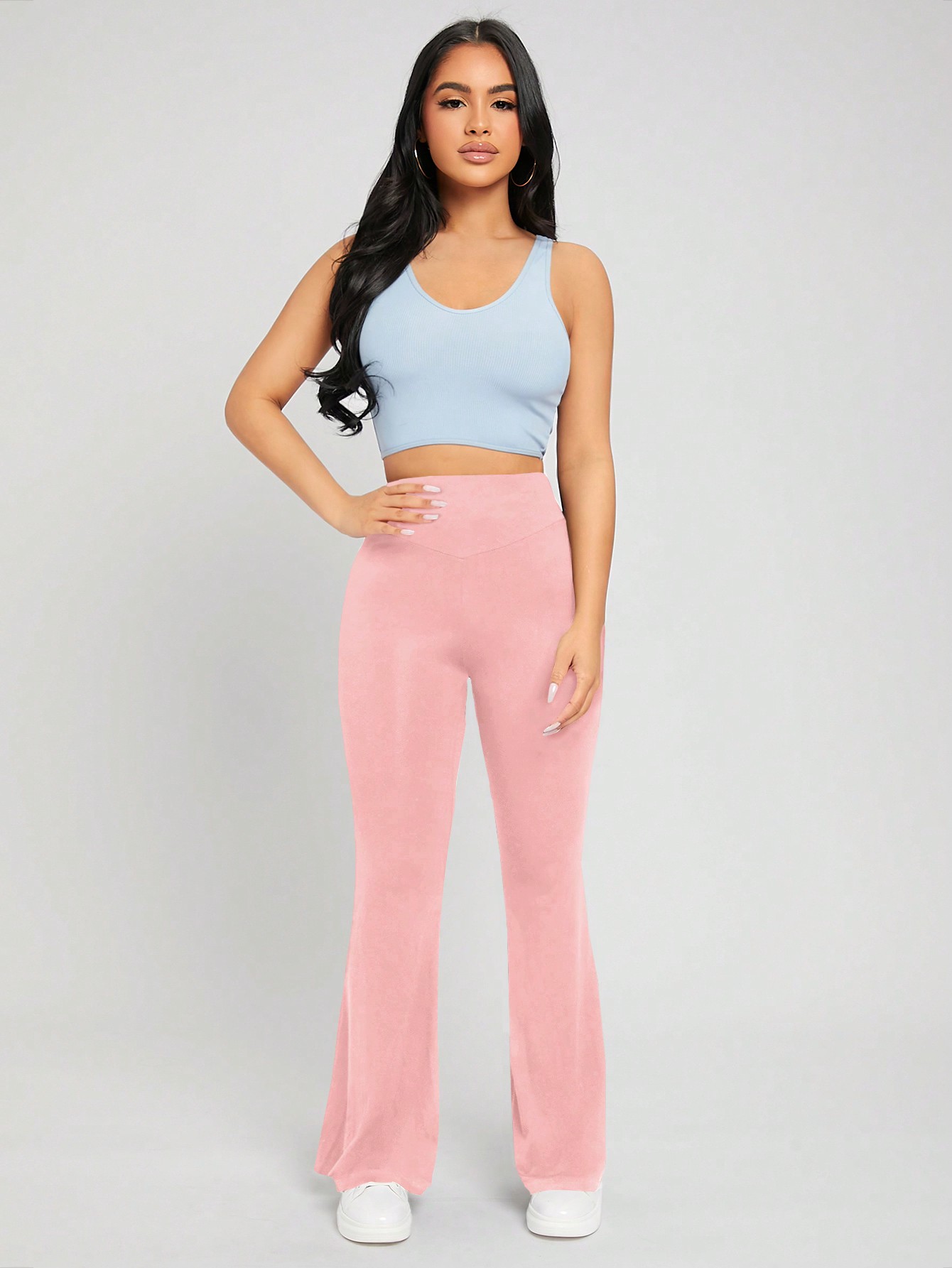 PETITE High Waist Flare Leg Black Pants