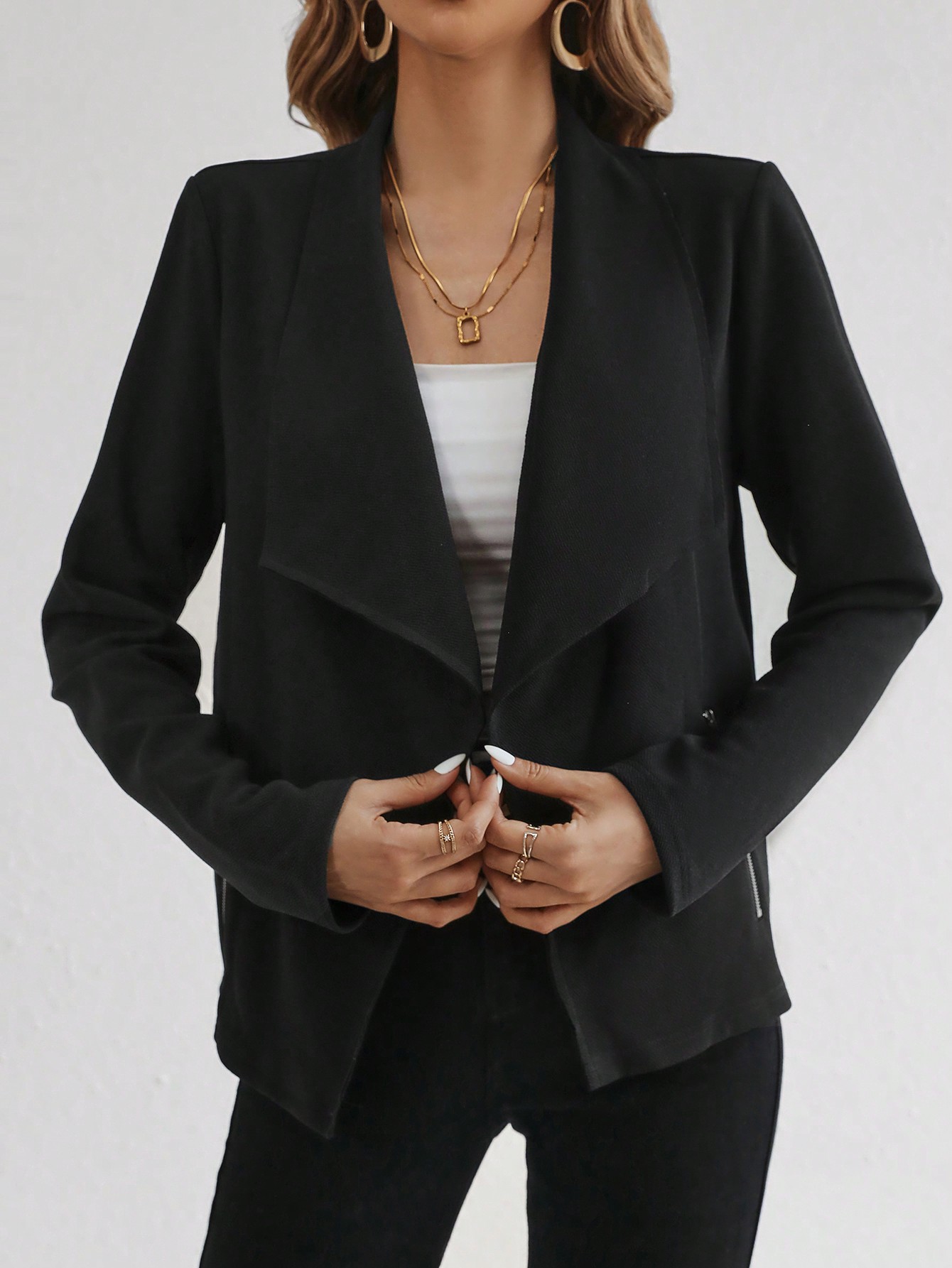 Tall Waterfall Collar Open Front Jacket