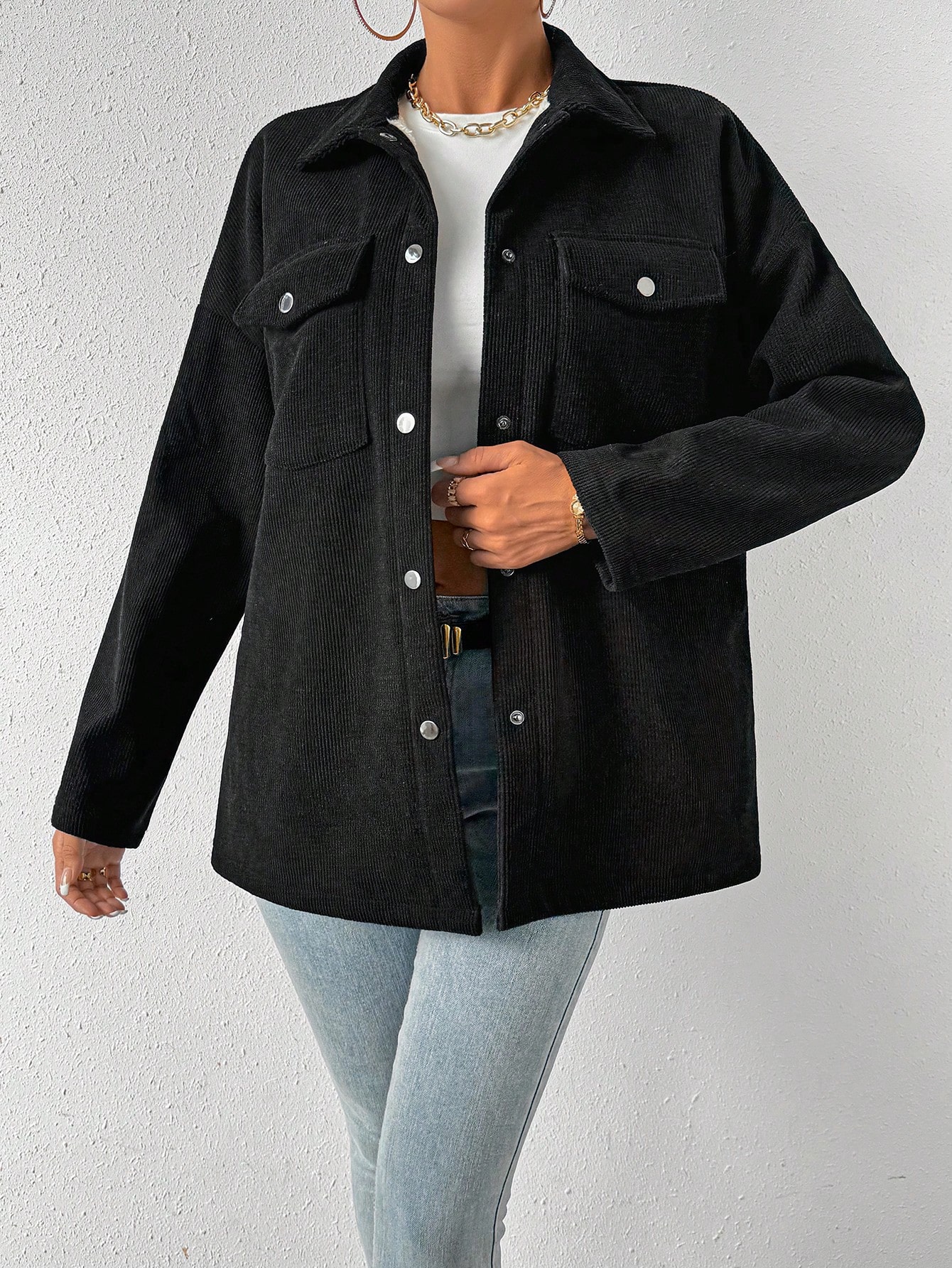 Unity Flap Pocket Drop Shoulder Thermal Lined Button Front Coat