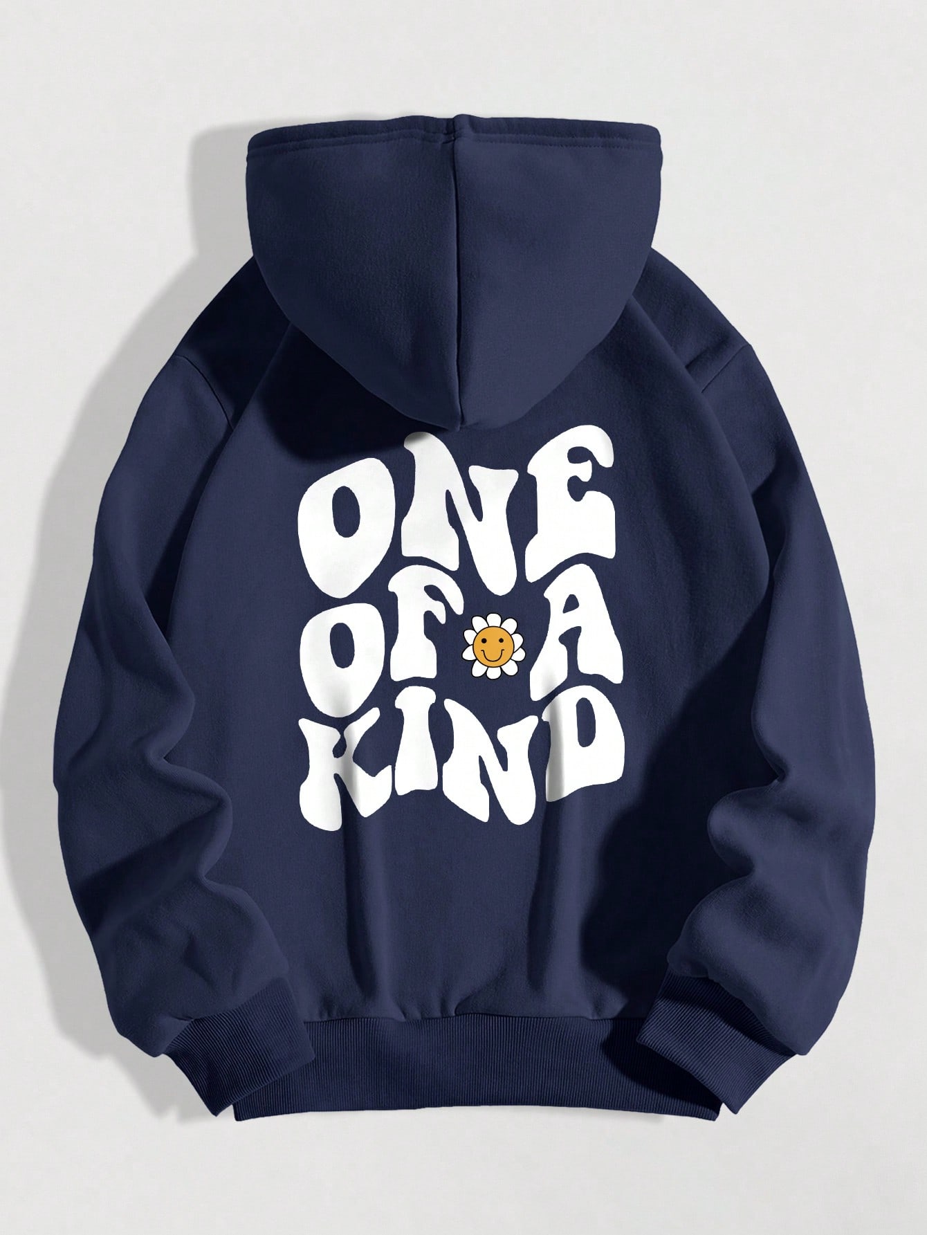 Flower & Slogan Graphic Drawstring Kangaroo Pocket Hoodie