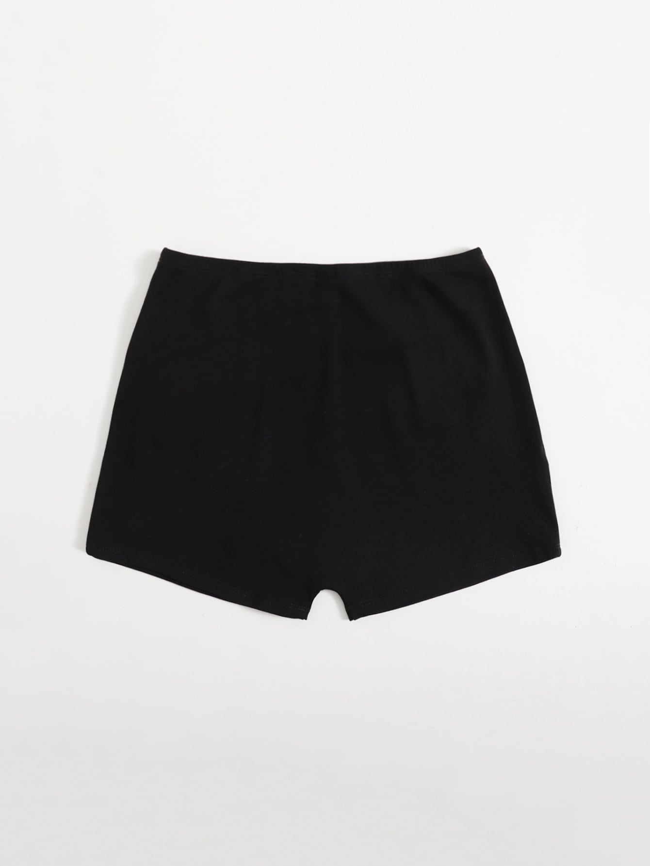 Elastic Waist Solid Biker Shorts