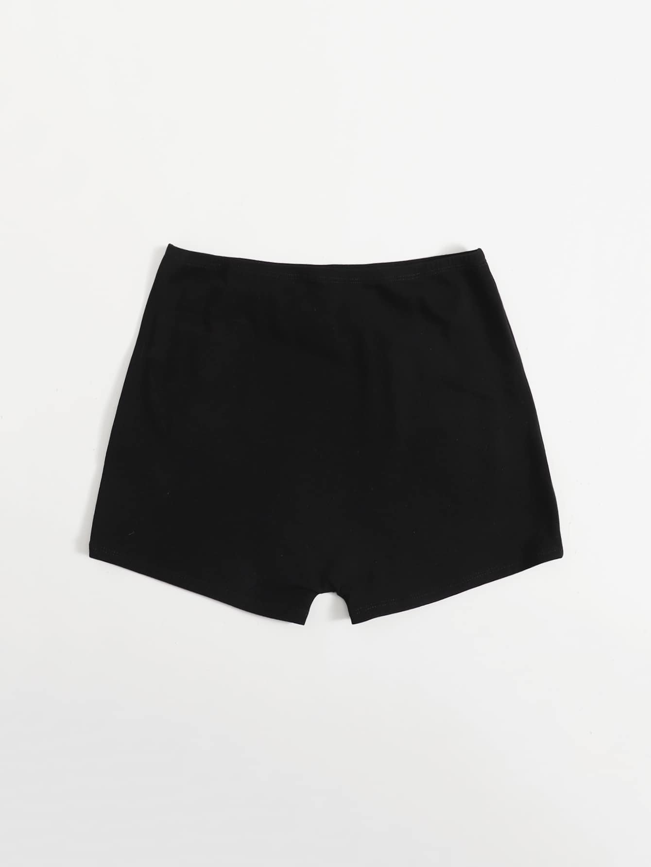 Elastic Waist Solid Biker Shorts