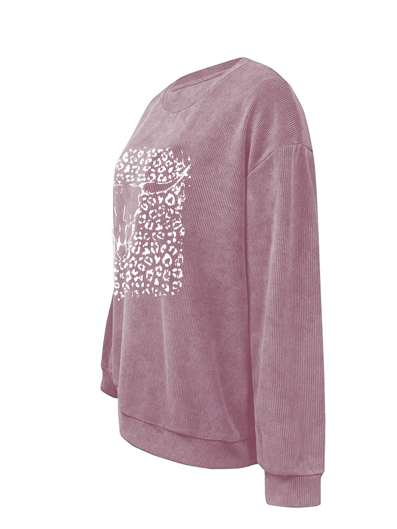 Women's Leopard Print Bull Head Design Drop Shoulder Sweatshirt