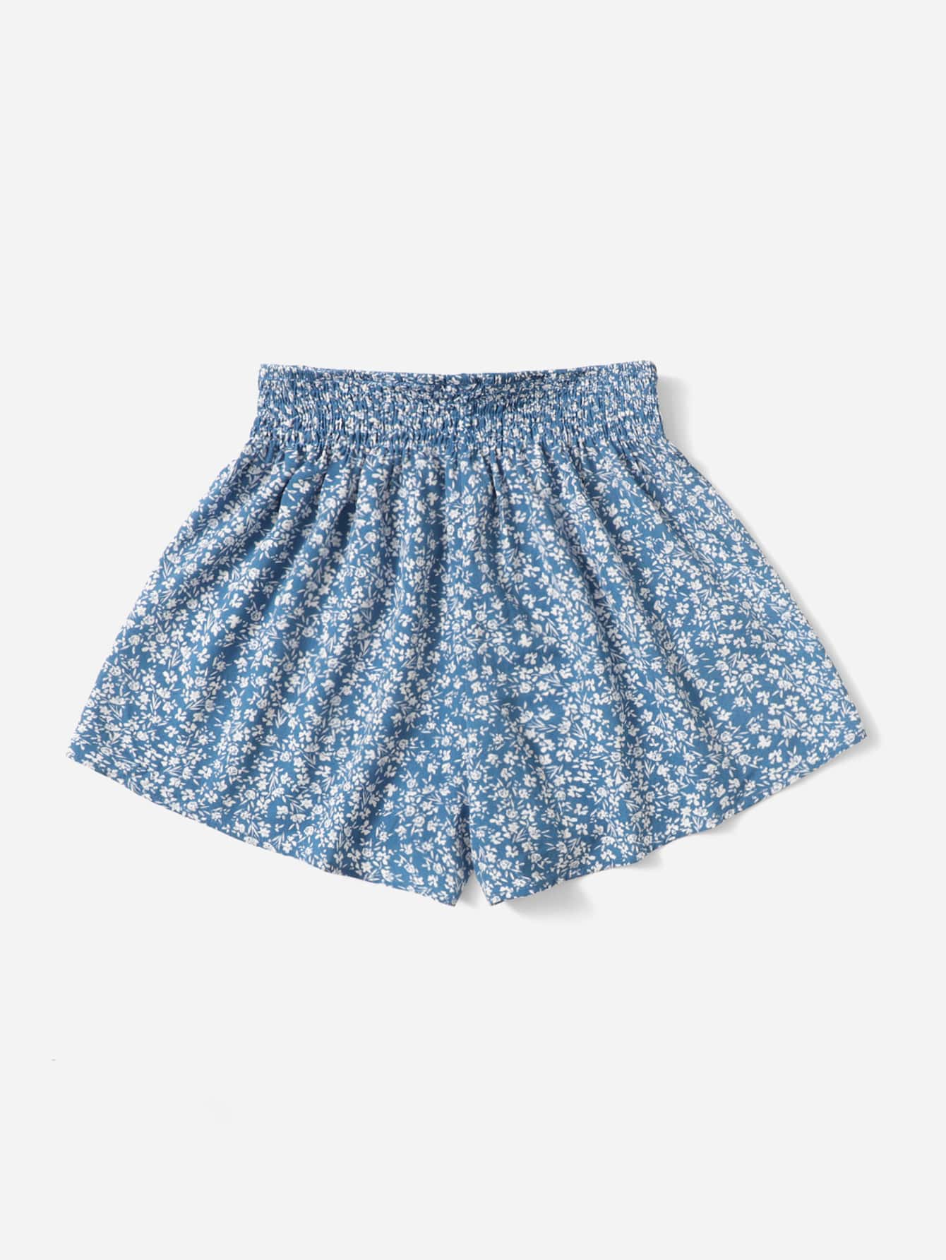 WYWH Ditsy Floral Shirred Waist Shorts