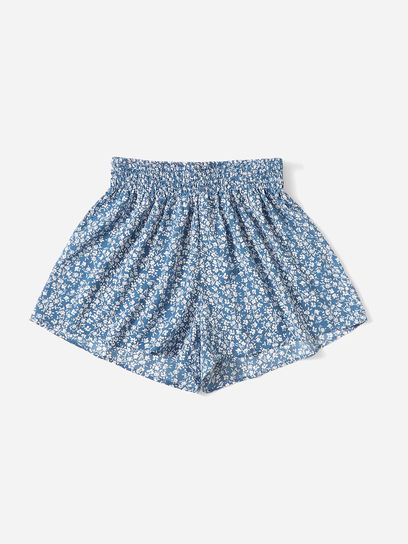 WYWH Ditsy Floral Shirred Waist Shorts