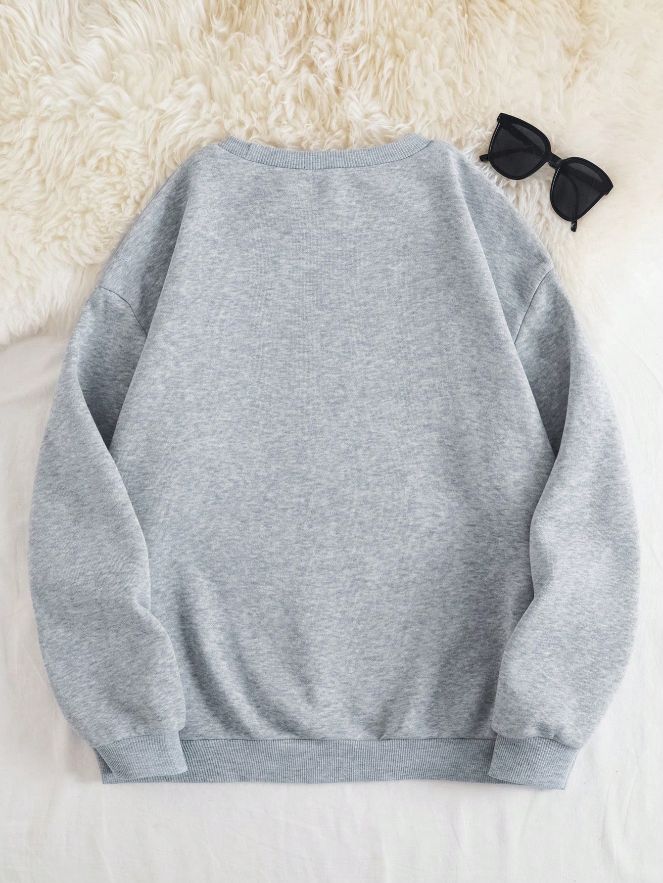 Letter Printed Round Neck Long Sleeve Casual Sweatshirt