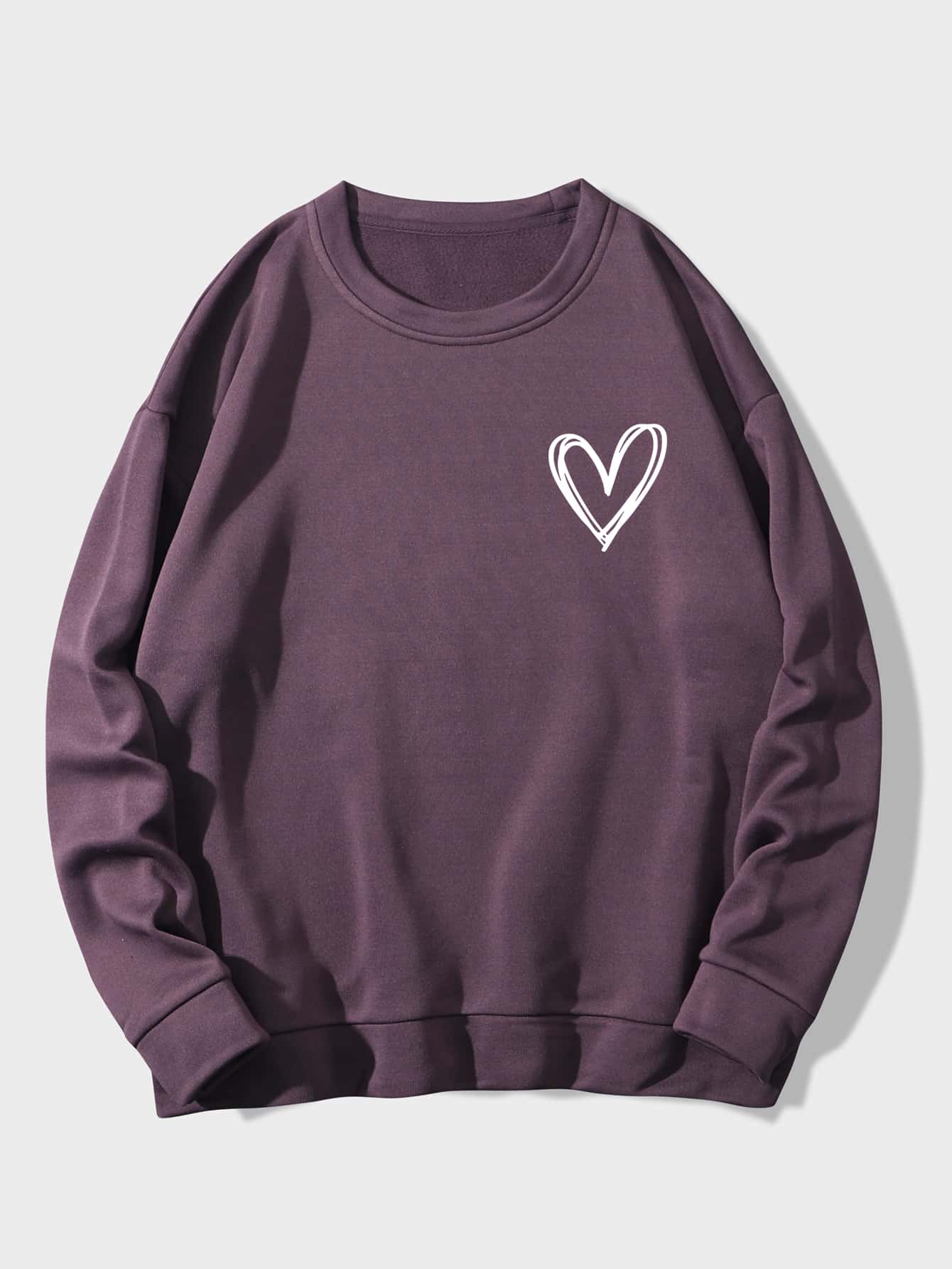 Heart Print Thermal Sweatshirt