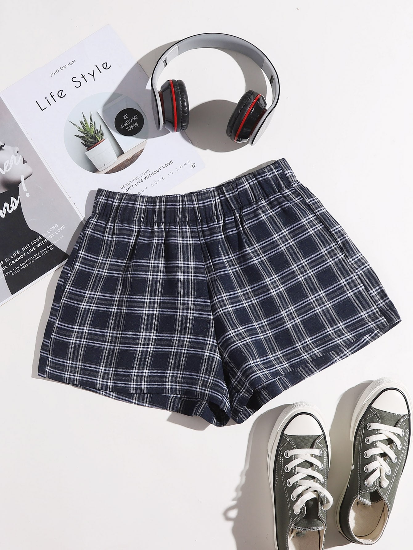 Plaid Wide Leg Shorts