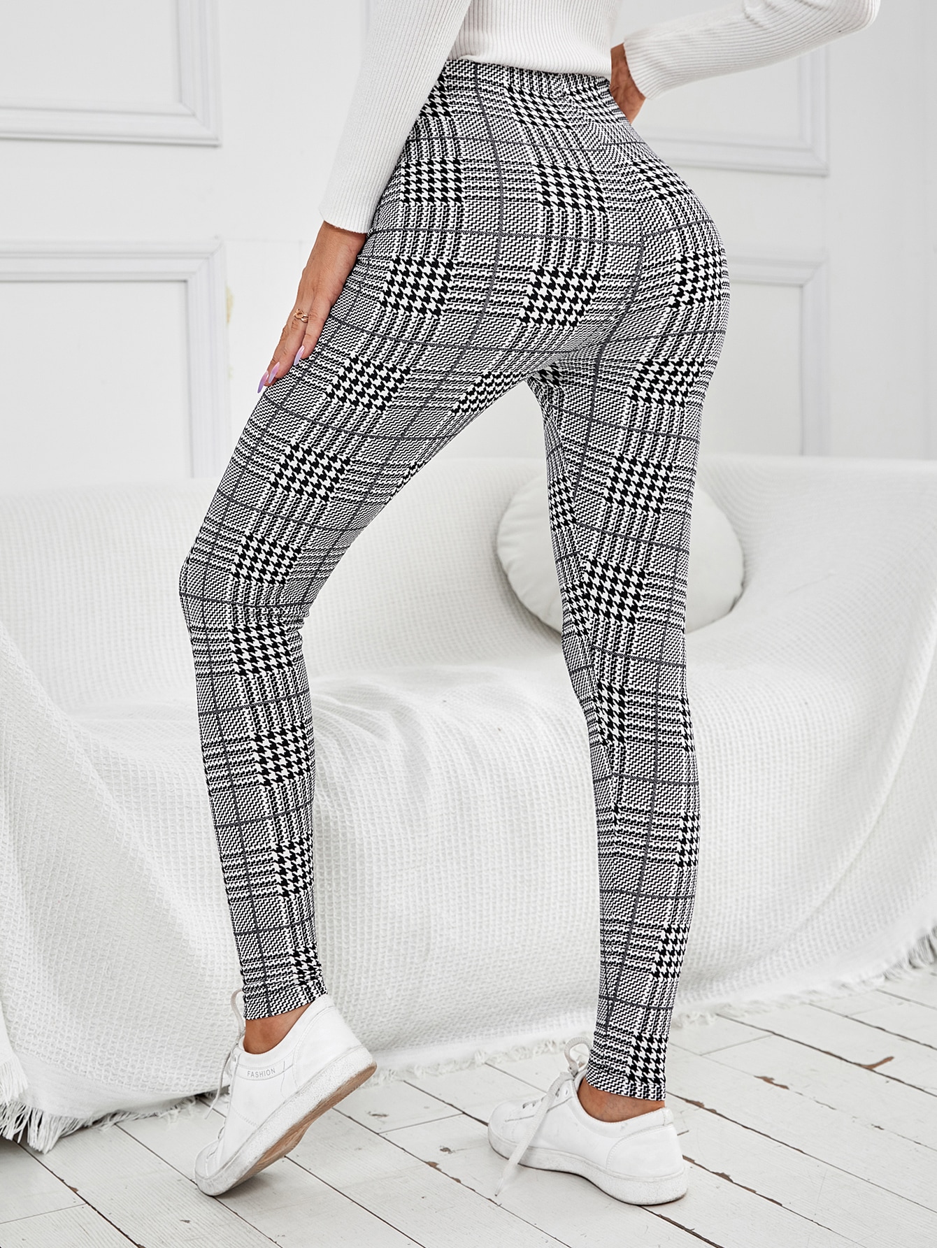 High Waist Plaid Print Leggings