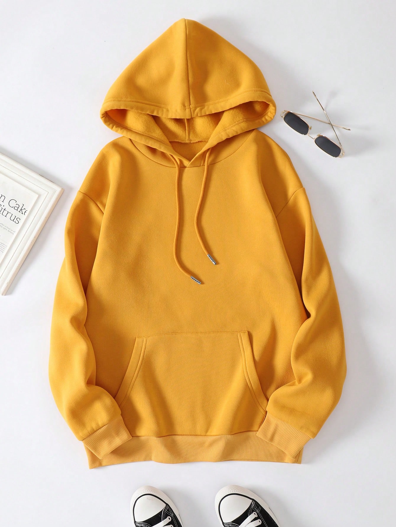 Solid Thermal Lined Hooded Sweatshirt