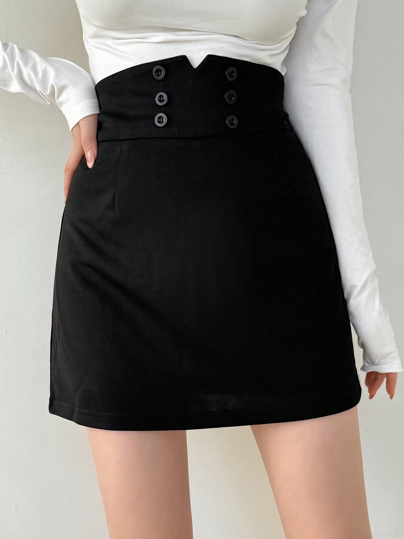 Women's High Waisted A-Line Skirt With Decorative Buckle And Safety Shorts