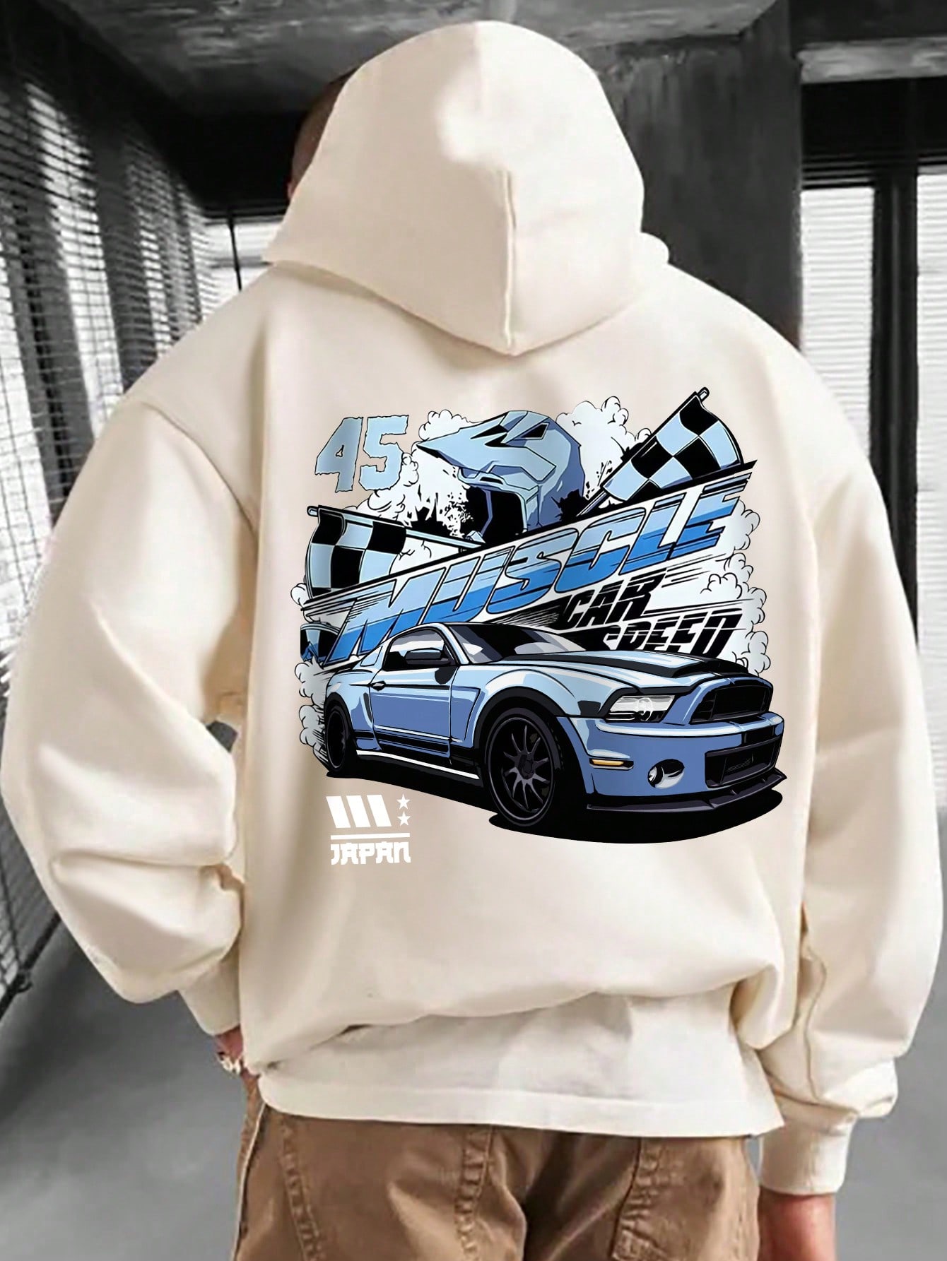 Manfinity EMRG Men's Casual Hoodie With Car Print