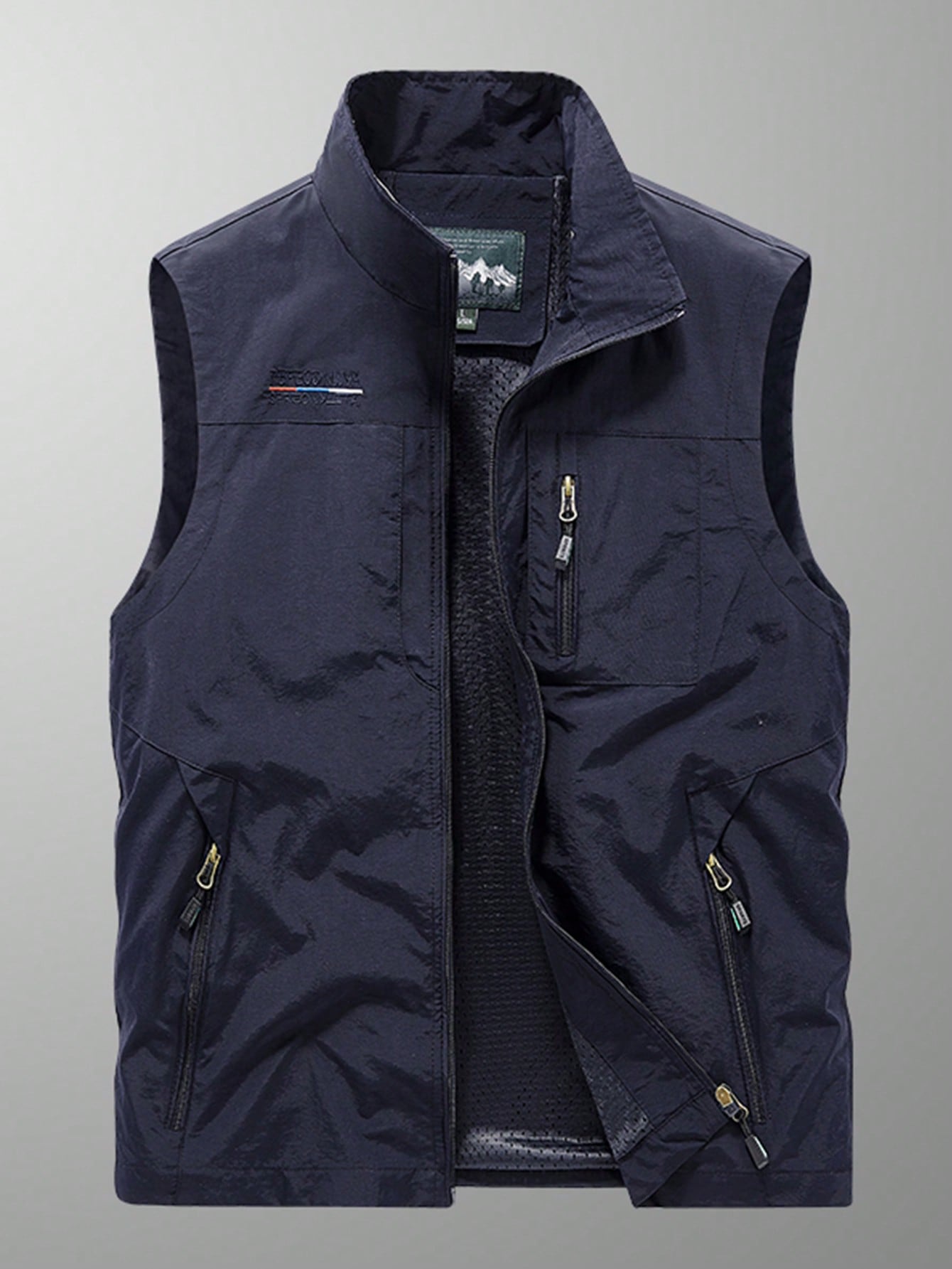 Dark Blue Zipper Pocket Vest