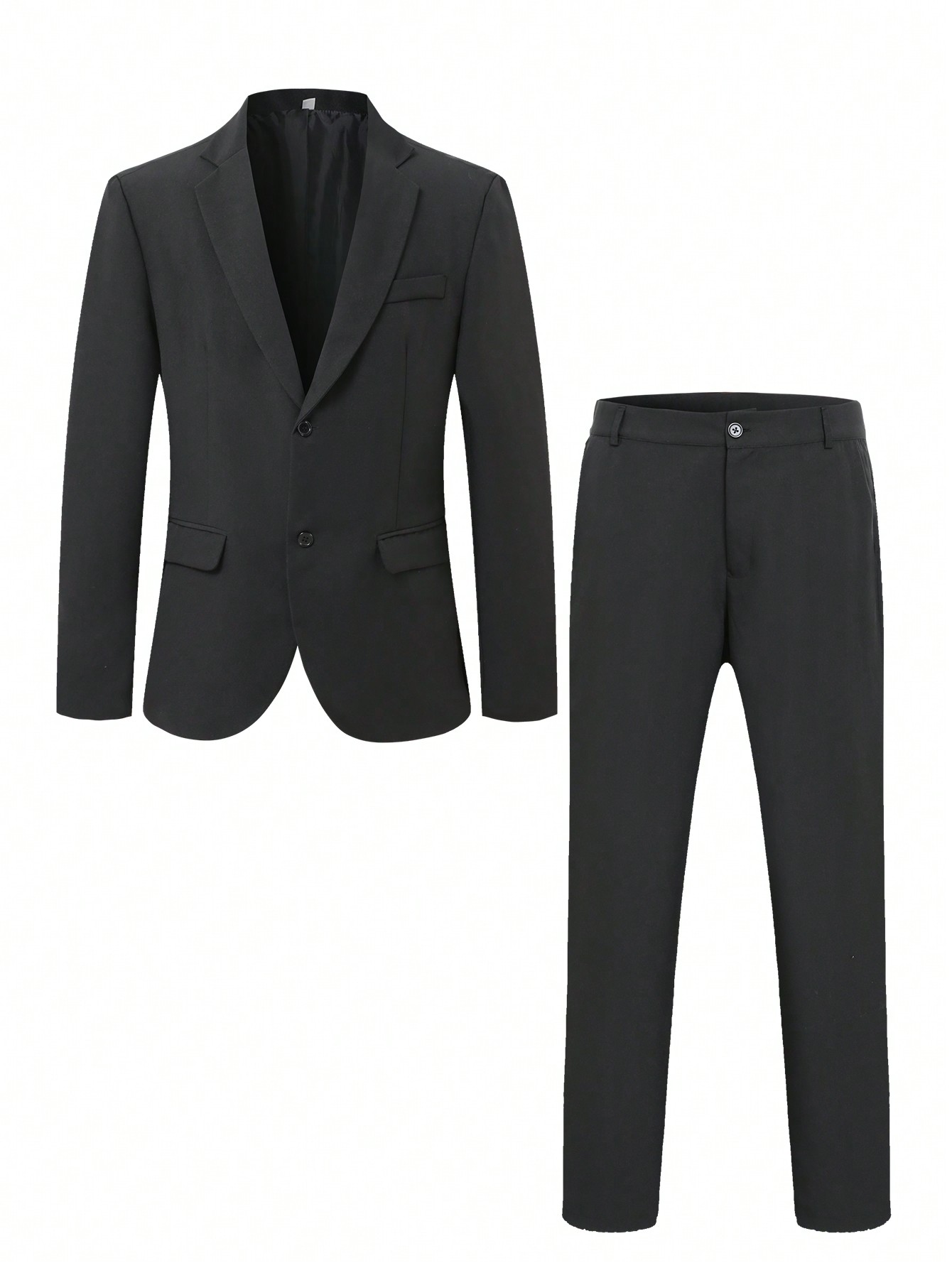 Men Lapel Collar Flap Detail Blazer & Suit Pants