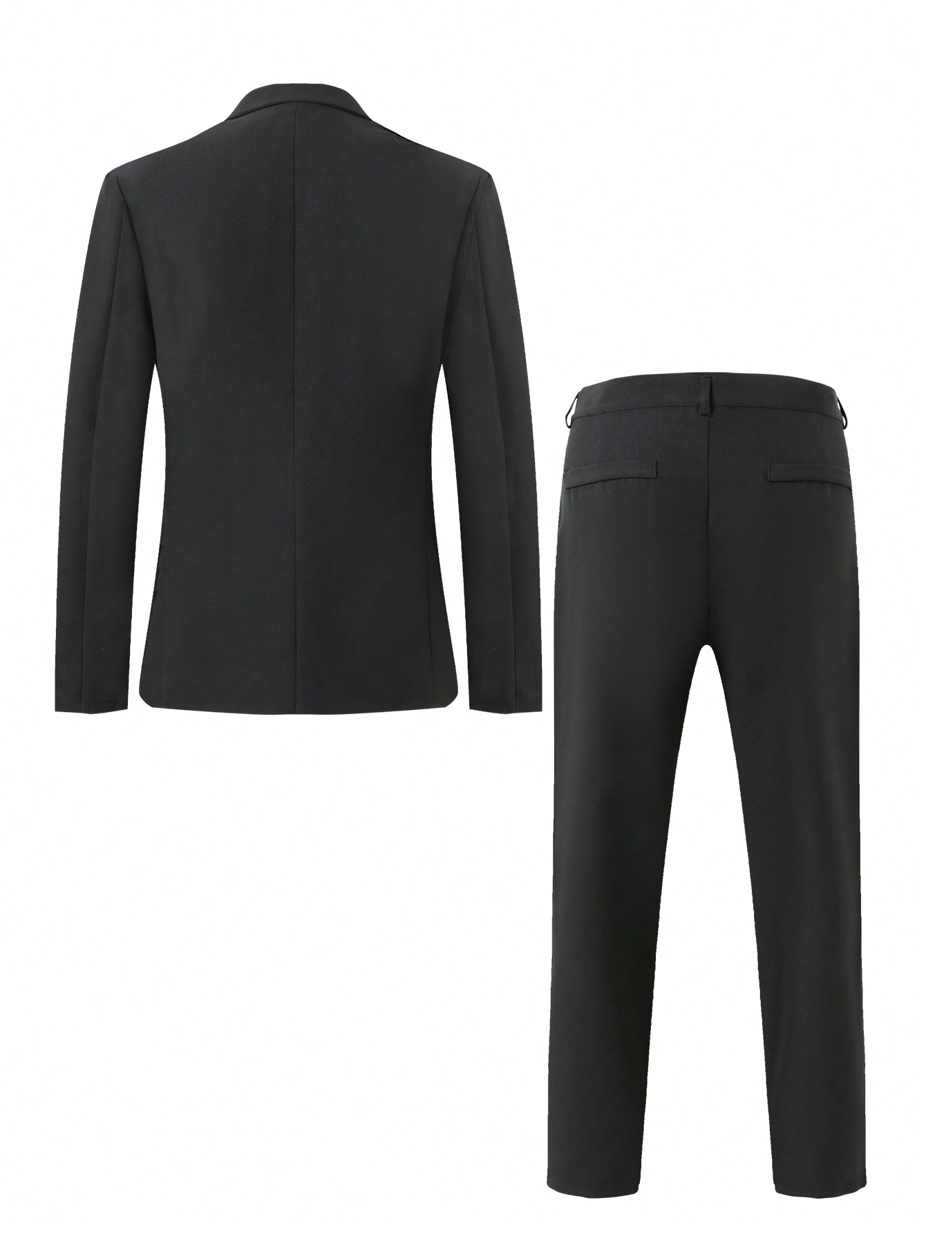 Men Lapel Collar Flap Detail Blazer & Suit Pants