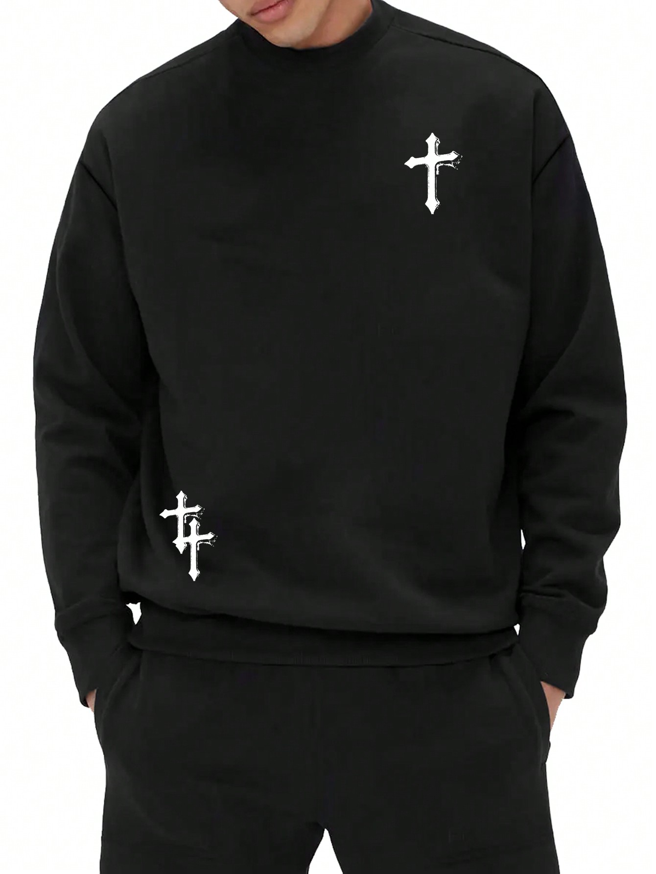 Men'S Cross Pattern Long-Sleeved Sweatshirt