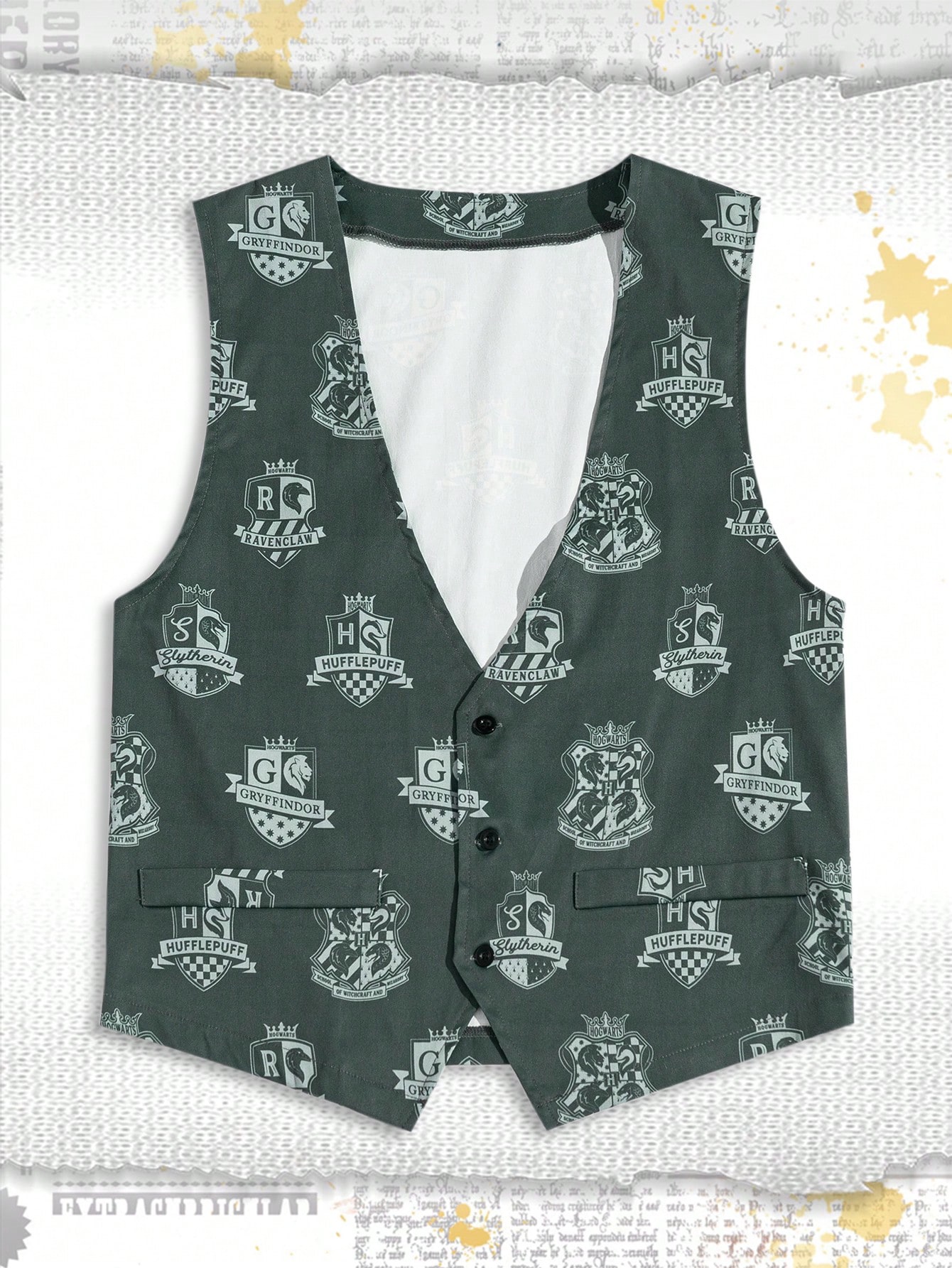 Harry Potter | ROMWE Men Printed Single Breasted Vest