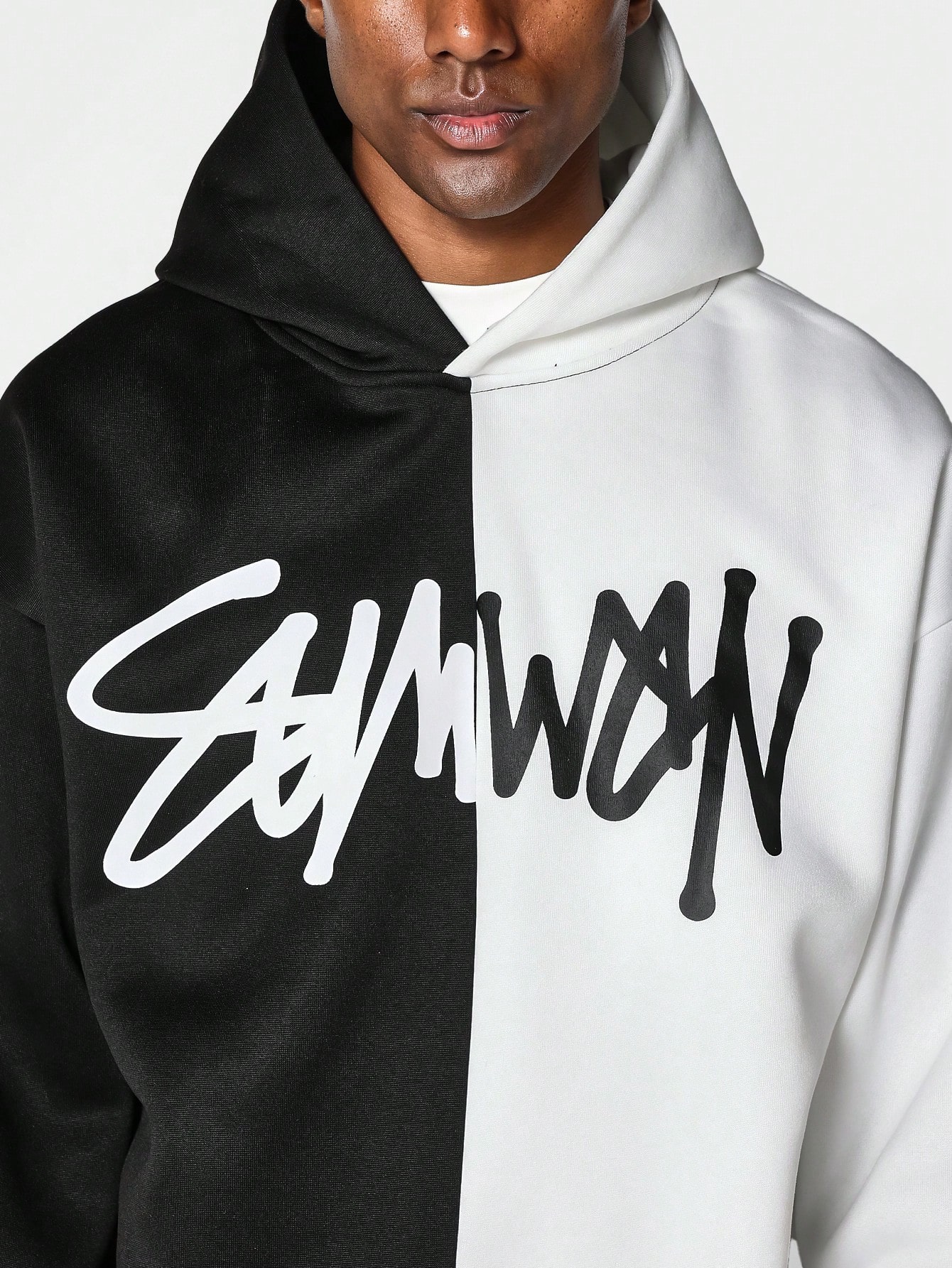 SUMWON Overhead Colour Block Hoodie With Front Print