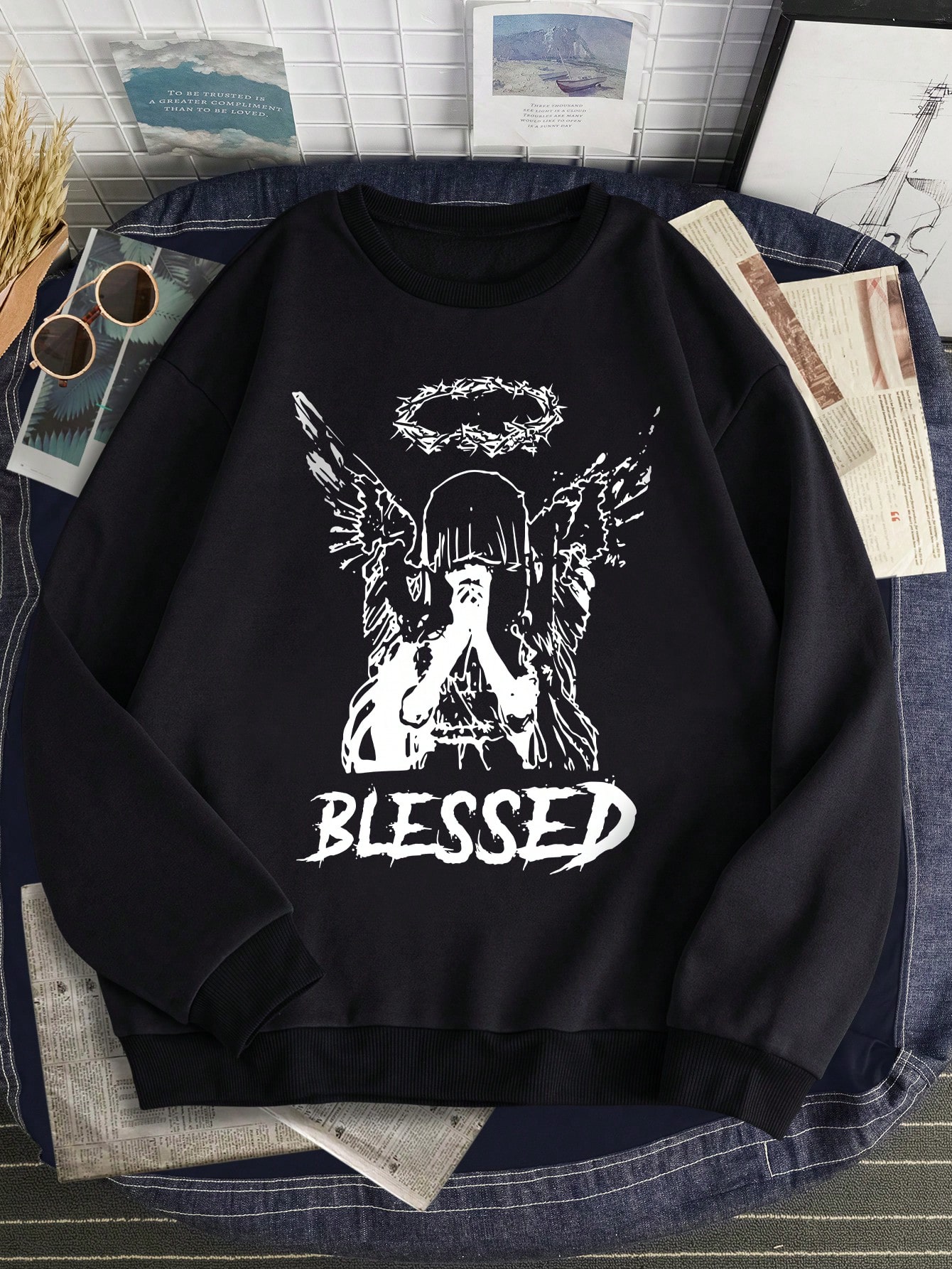 Men Letter & Figure Graphic Thermal Lined Sweatshirt