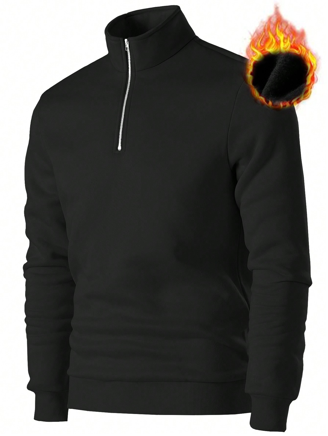 Men's Zipper Half Placket Warm Lined Sweatshirt