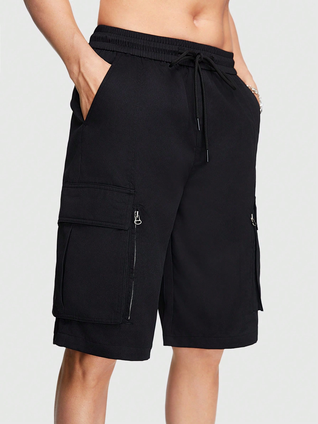 ROMWE Street Life Men's Multi-Pocket Zipper Closure Cargo Shorts