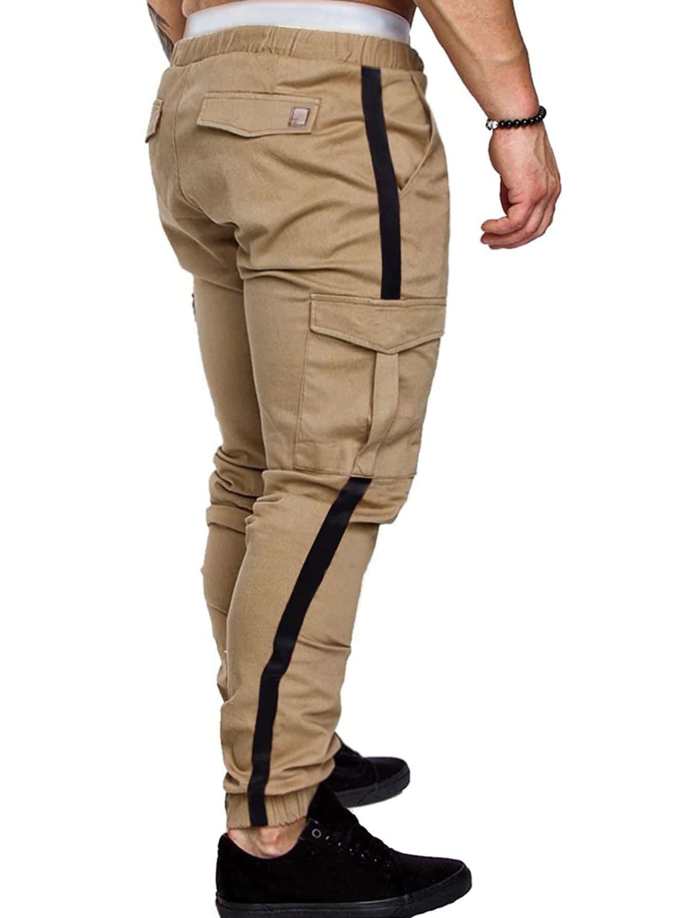 Manfinity Homme Loose Men's Side Taped Drawstring Cargo Pants