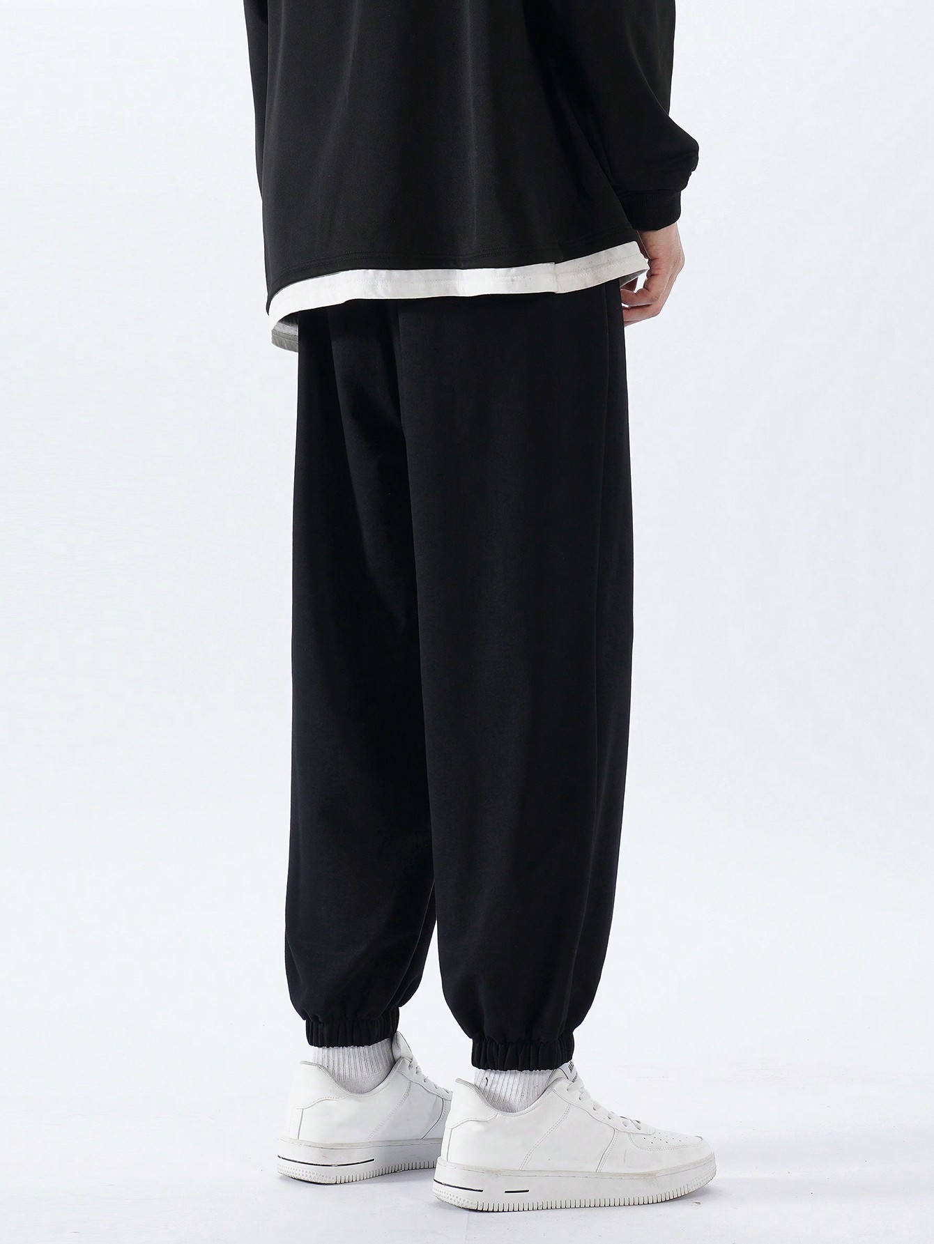 Men's Spring Ice Silk Drawstring Waist & Cuffs Long Pants