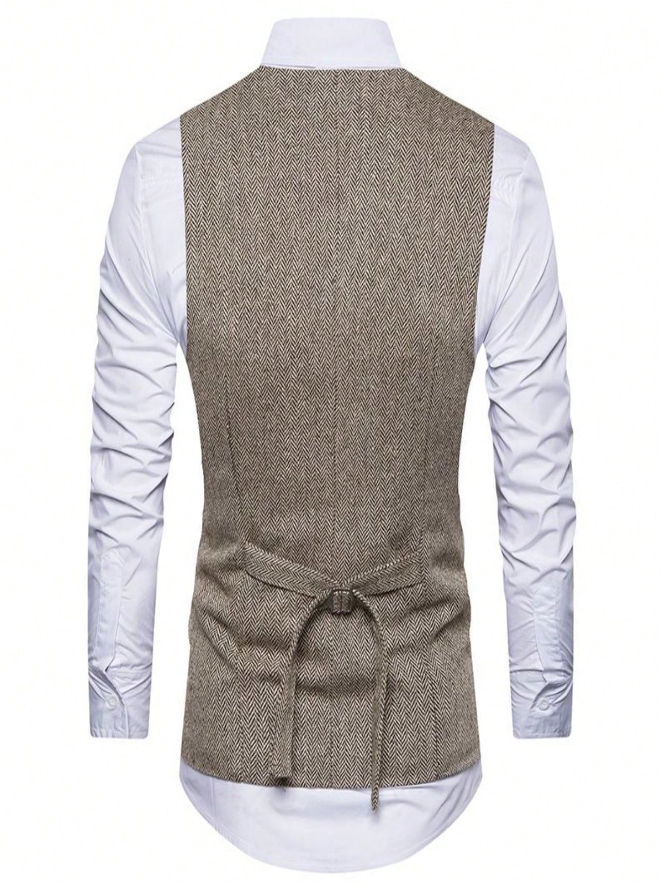 Men Spring And Autumn New Casual Fashion Wool Double-Breasted Vest