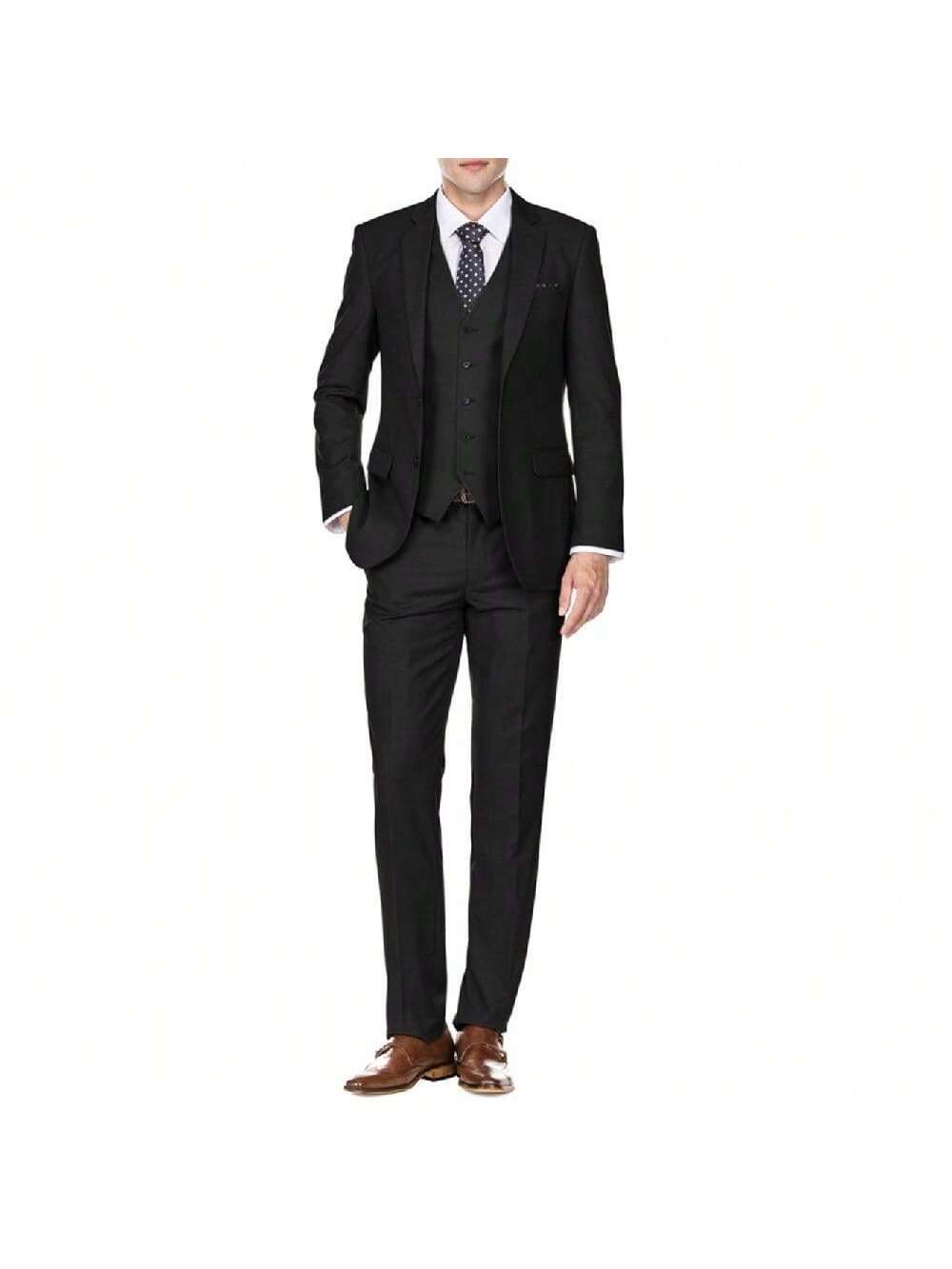 Men's Signature 3-Piece Slim Fit Suits (Black, Navy, Charcoal)