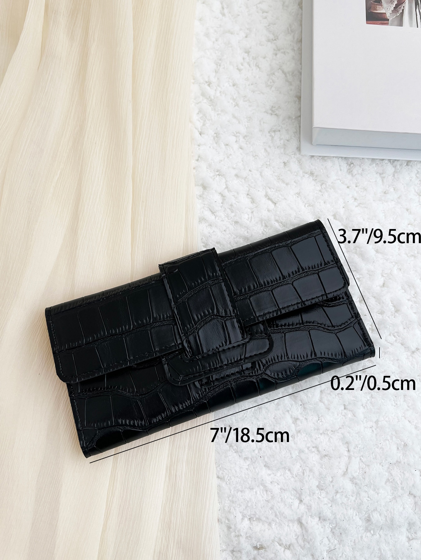 Crocodile Embossed Fold Over Long Wallet For Women Lightweight Modern Business Credit Card ID Card Money Cash Slot Business Casu