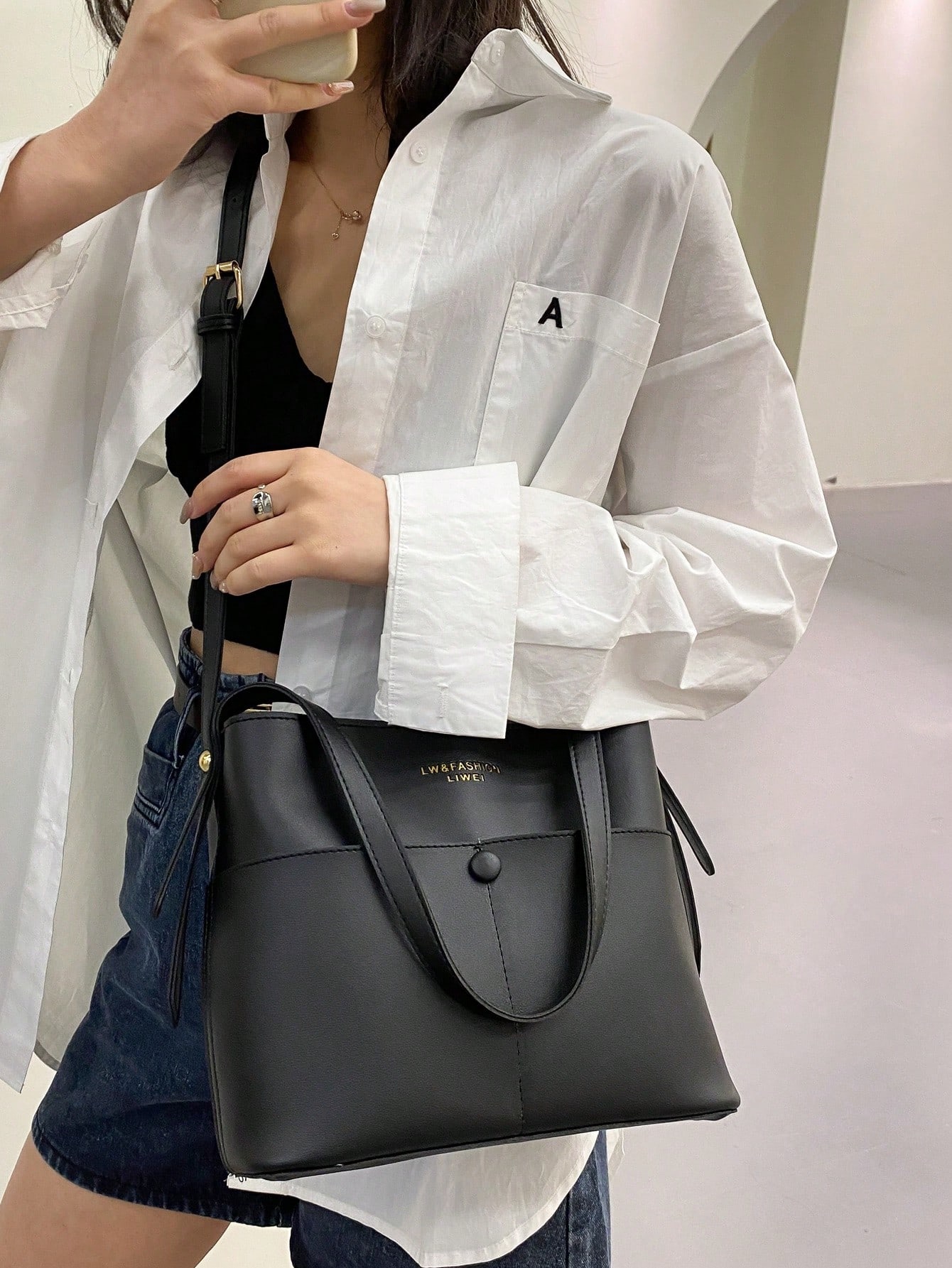 1pc Black Pu Leather Women's Shoulder Bag With Multiple Pockets And Compartments For Daily Commute And Dating, Can Be Carried As