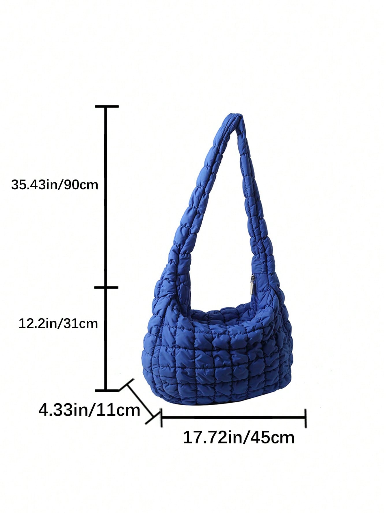 Oversized Ruched Bag Quilted Pattern Blue