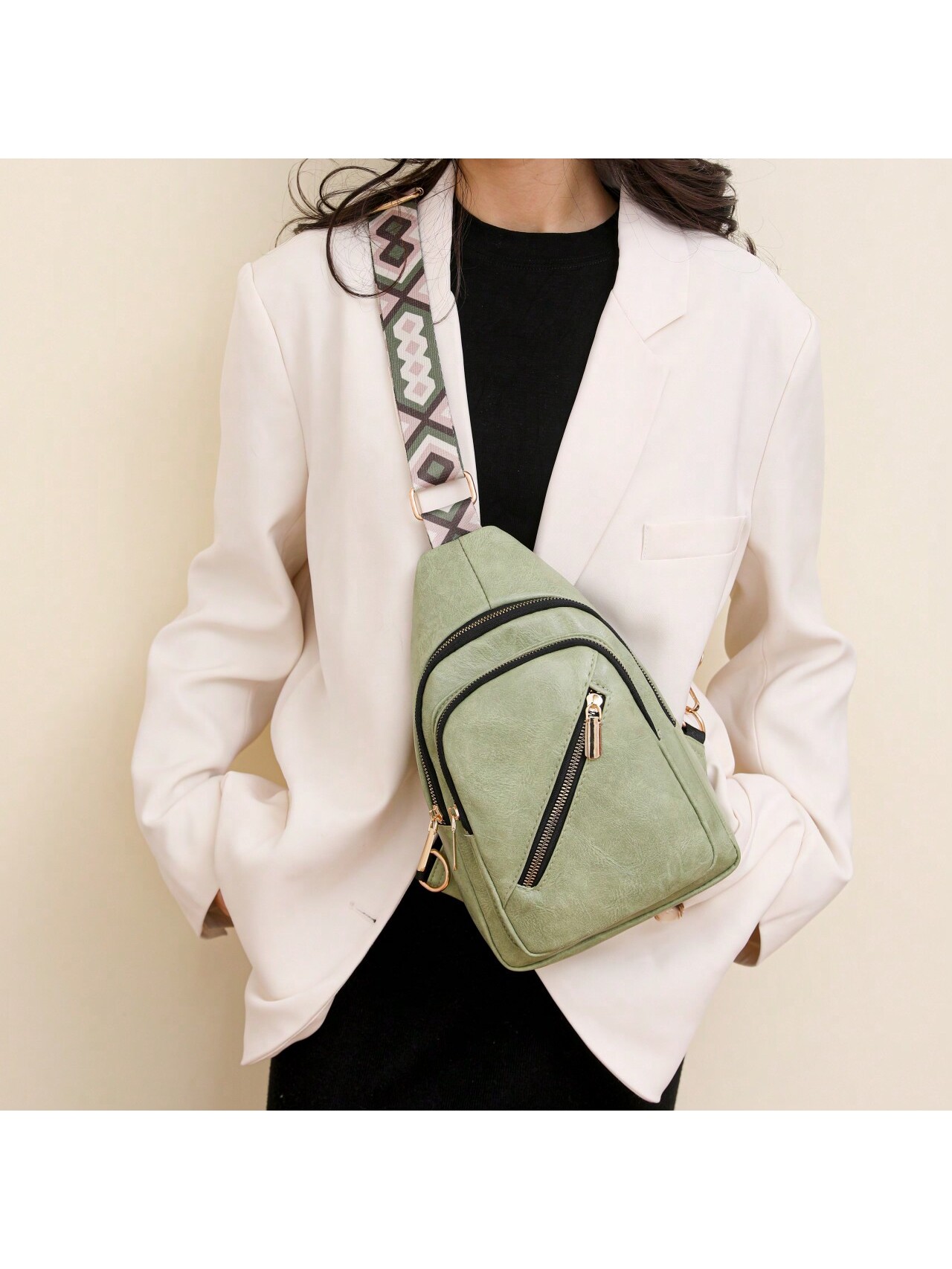 Solid Color Pu Trendy Personality Daily Commute Small Bag Women's Simple Shoulder Bag Crossbody Bag Chest Bag Versatile Lightwei