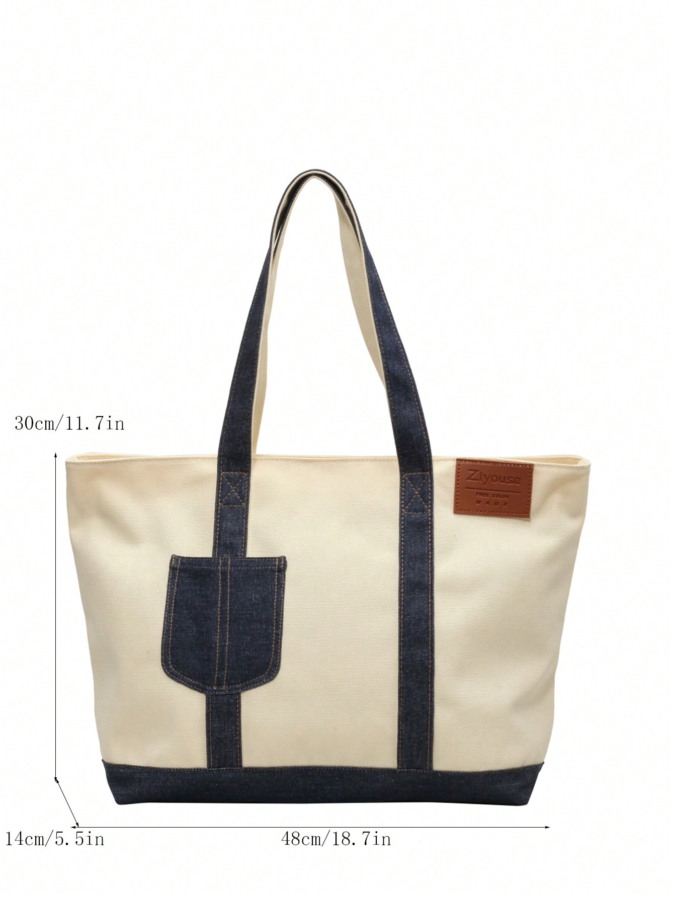 1pc Canvas Tote Bag With Large Capacity And Simple Fashionable Design For Students, Men And Women Top Handle Bag Shopping Bag Tr