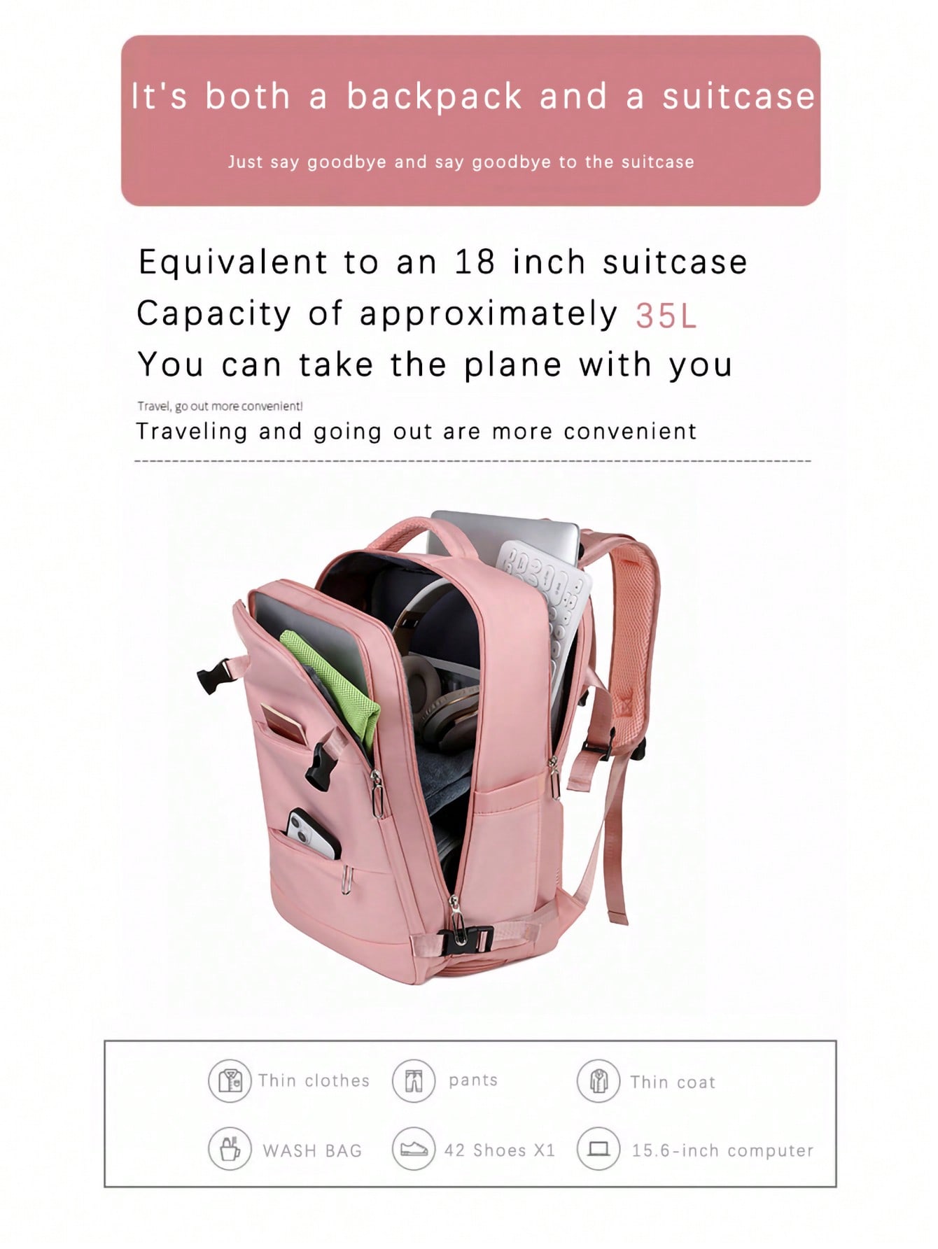 Travel Backpack With Large Capacity For Men And Women's Business, Commuting, Leisure Backpack, Multi Compartment Backpack, Lapto