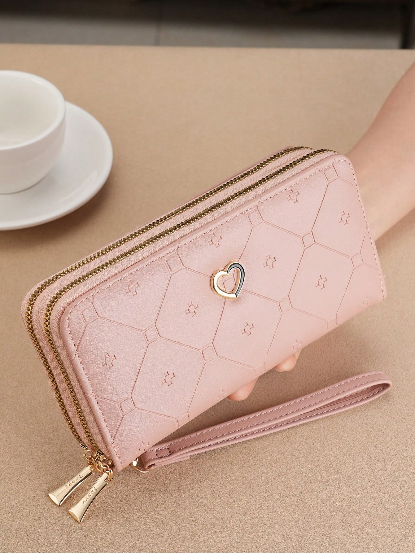 1pc-Women's Wallet With Double Zippers Large Capacity Classic Fashion Clutch Wallet Solid Color With Geometric Pattern Purse Hot