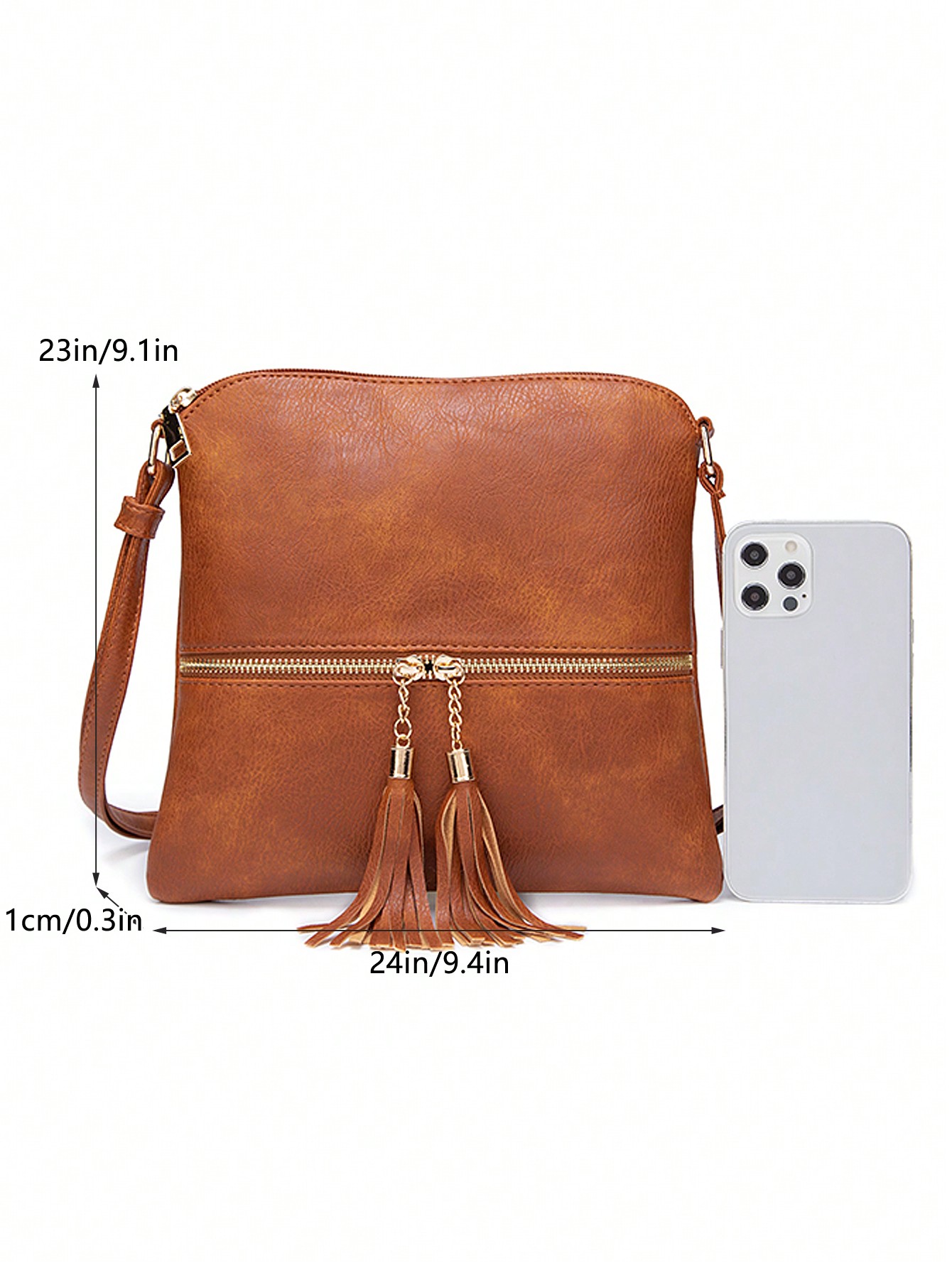 Fashion Lightweight Large Capacity Crossbody Bags For Women Tassel Decor Square Bag With Adjustable Shoulder Strap Minimalist Ca